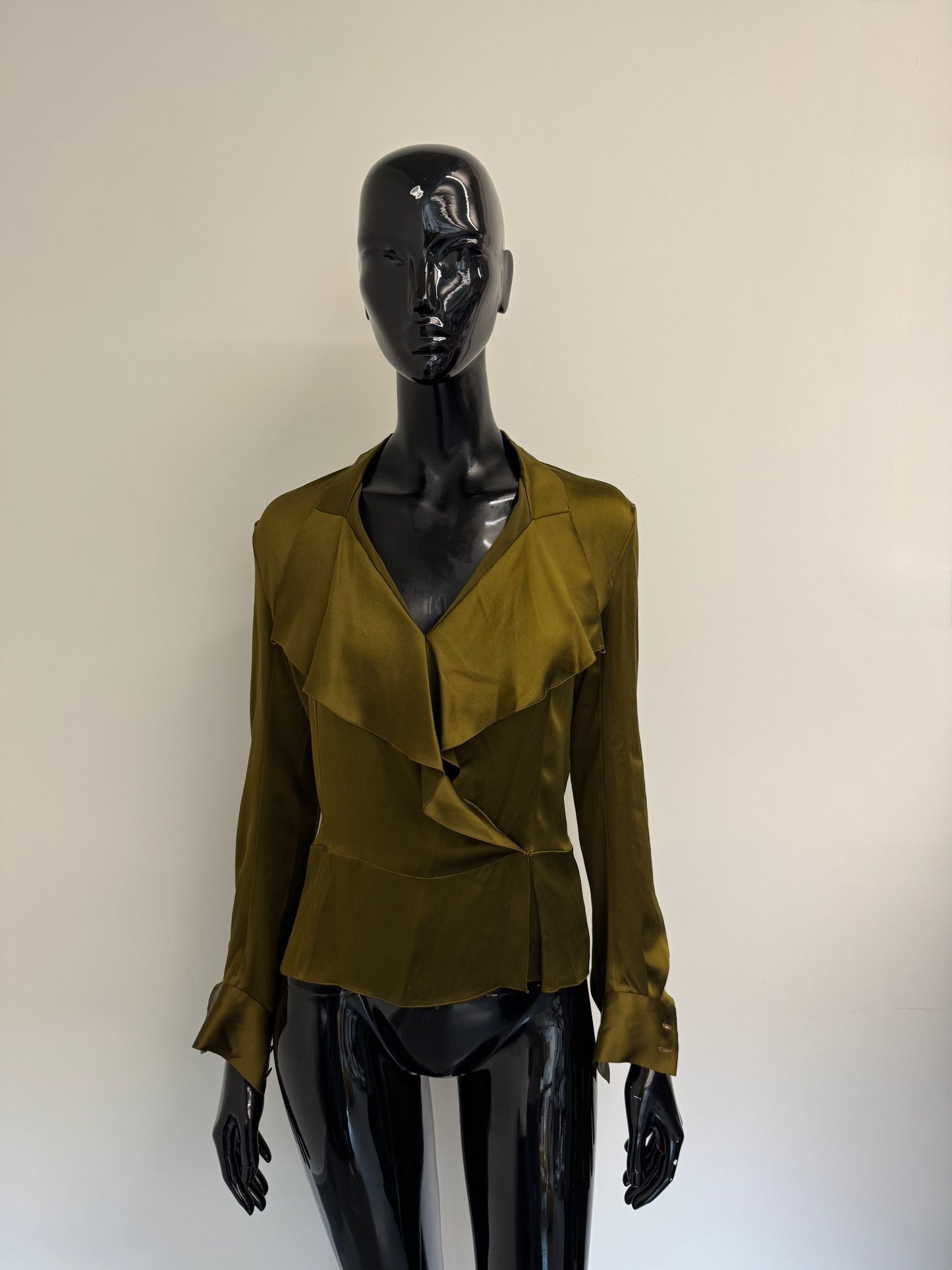 YSL Khaki silk blouse (pre-owned)