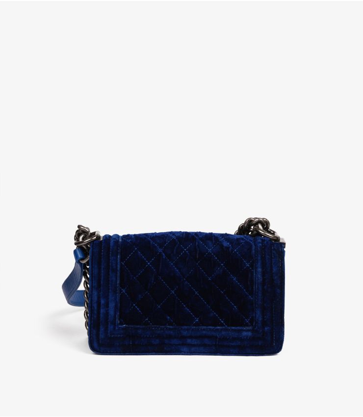 Chanel blue velvet le boy small (pre-owned)