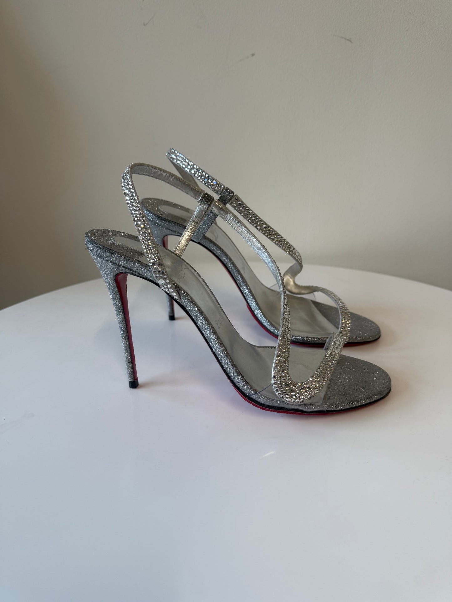 Christian Louboutin Rosalie Strass 100 embellished glittered leather sandals (pre-owned)