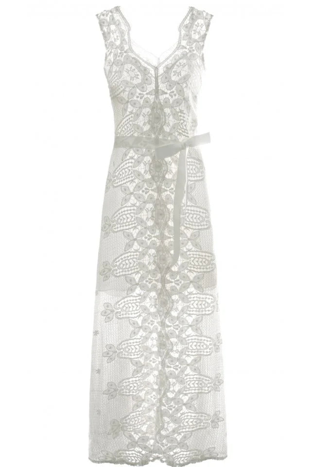 Miguelina white lace maxi dress with slip (pre-owned)