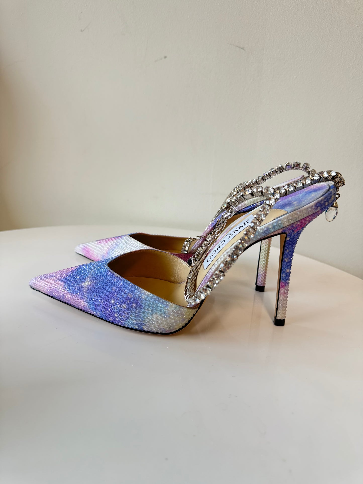 Jimmy Choo Saeda 100 crystal-embellished satin courts (pre-owned)