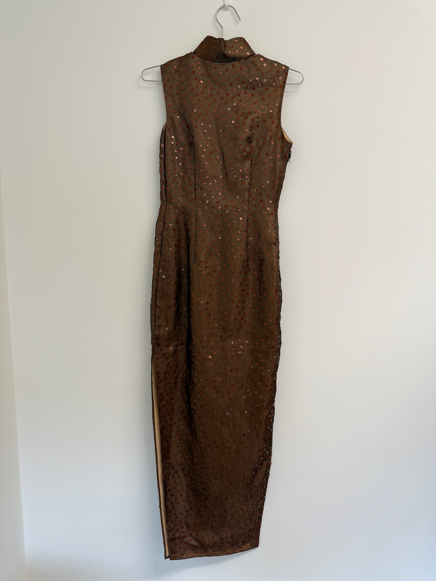 Shanghai Tang Brown sequin gown - bespoke (pre-owned)