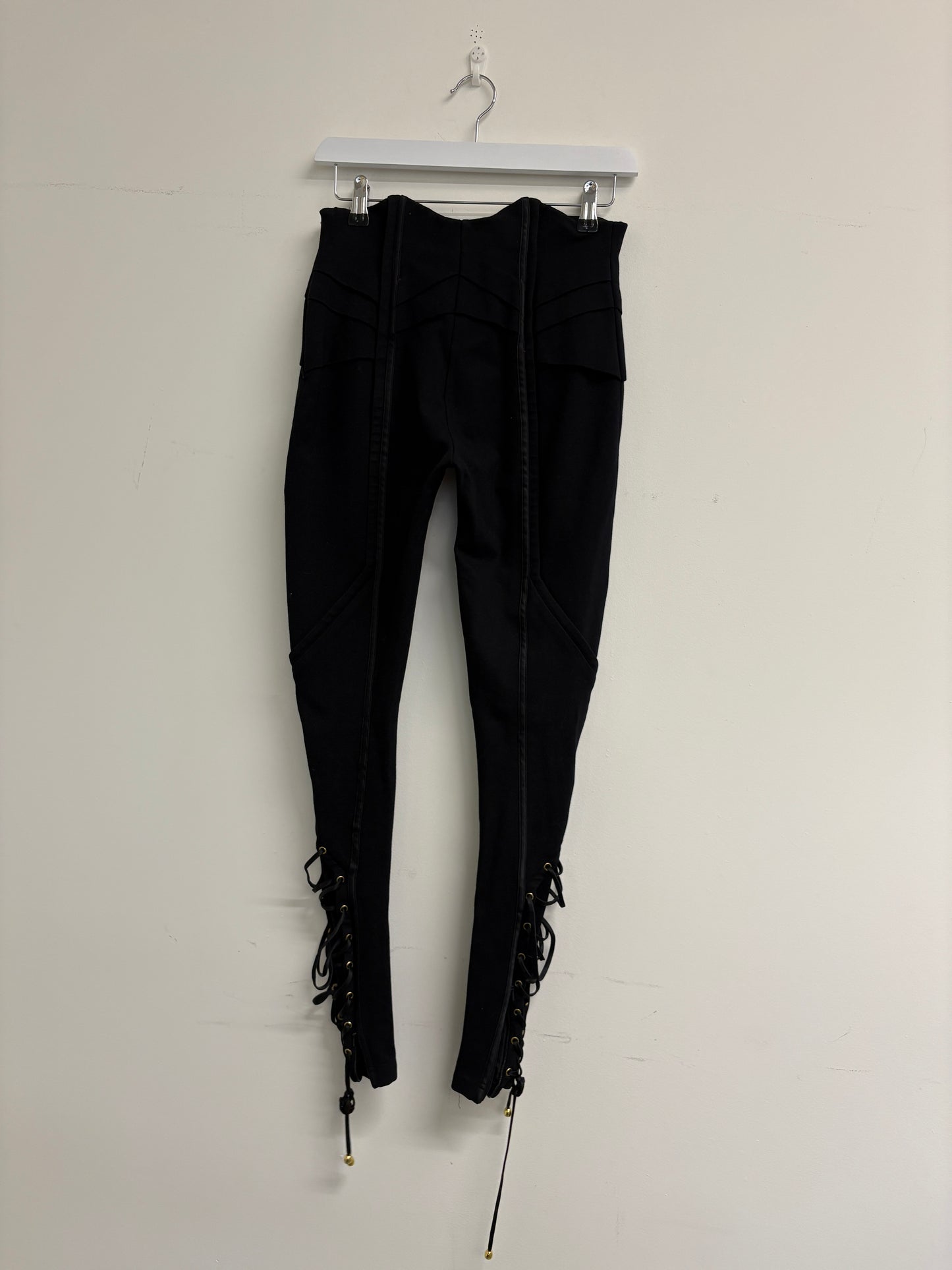 Temperley London Black Lace Up High Waist Leggings (pre-owned)