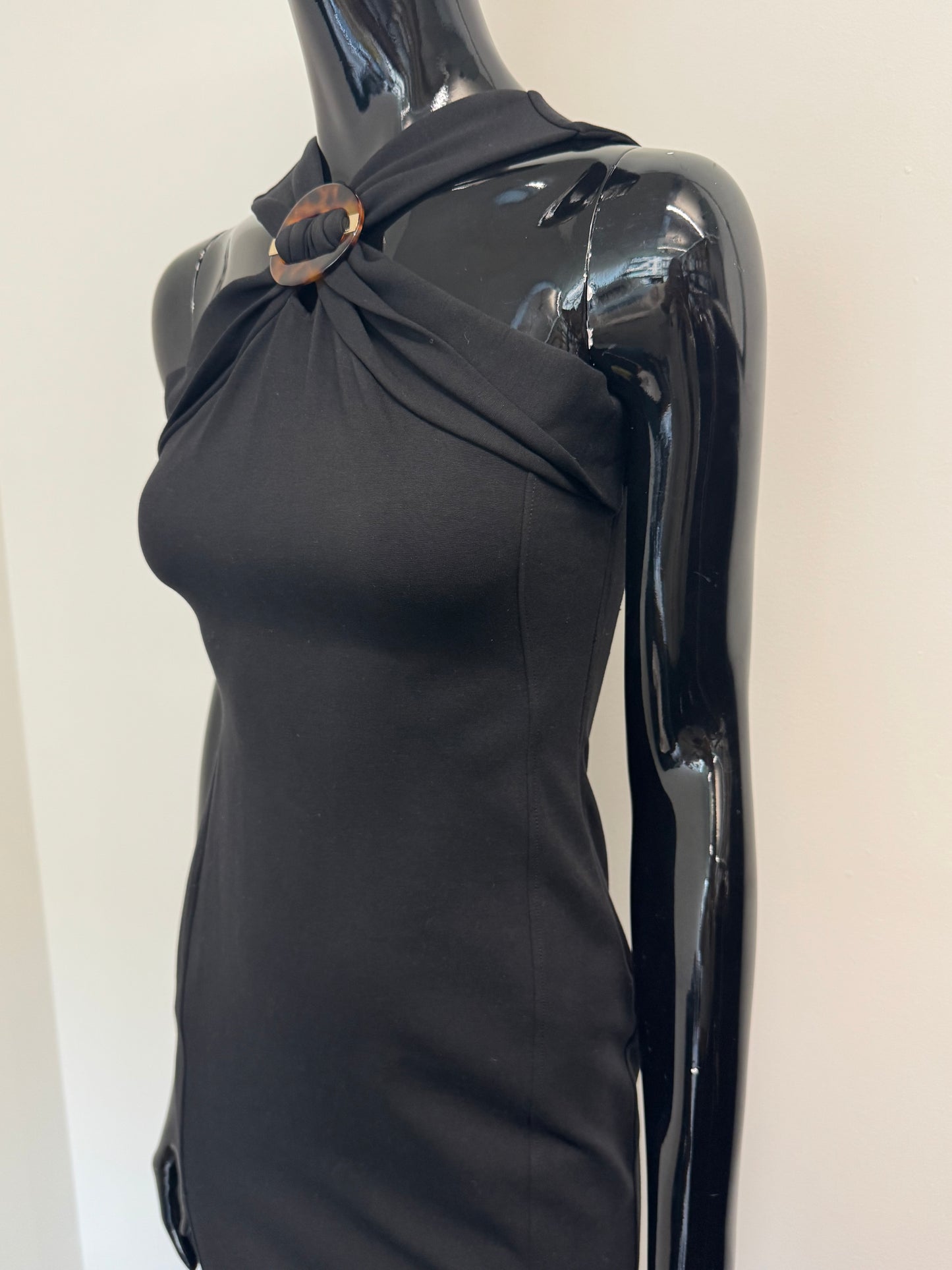 Gucci Black Bodycon dress with tortoise shell buckle (pre-owned)