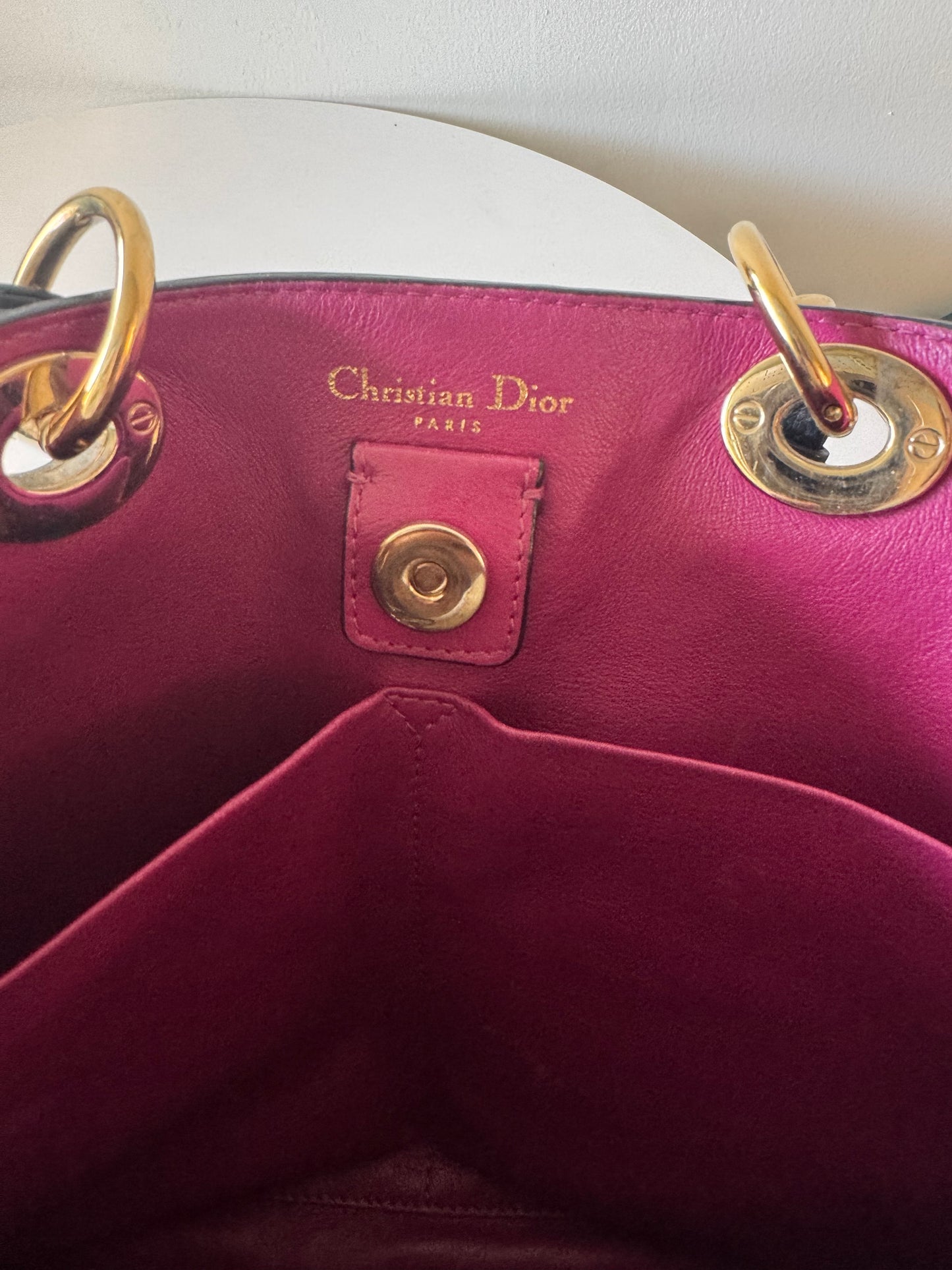 Christian Dior Black Dorissimo in pebbled leather (pre-owned)