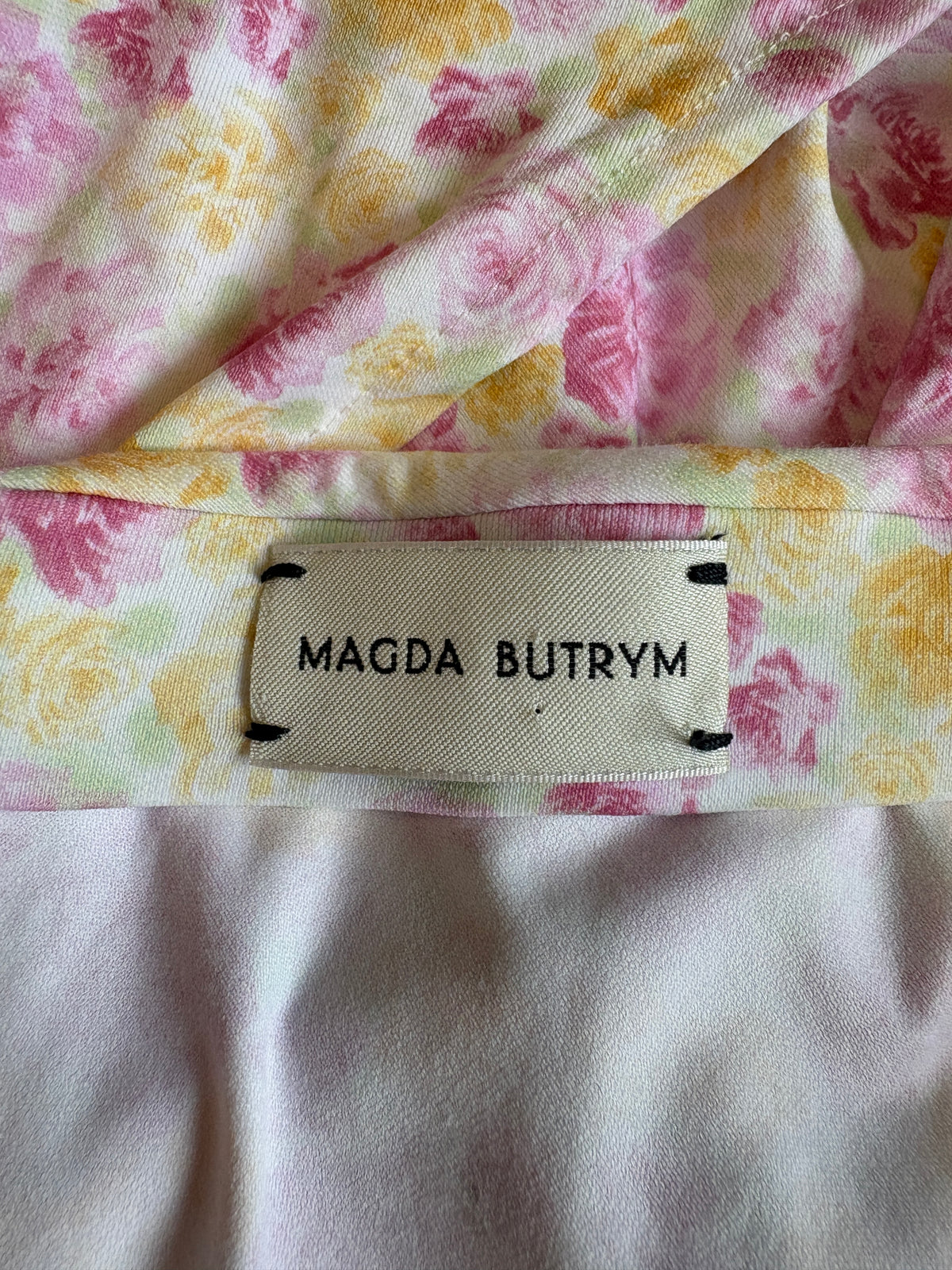 Magda Butrym Pink And Yellow Rose Ruched Mini Skirt