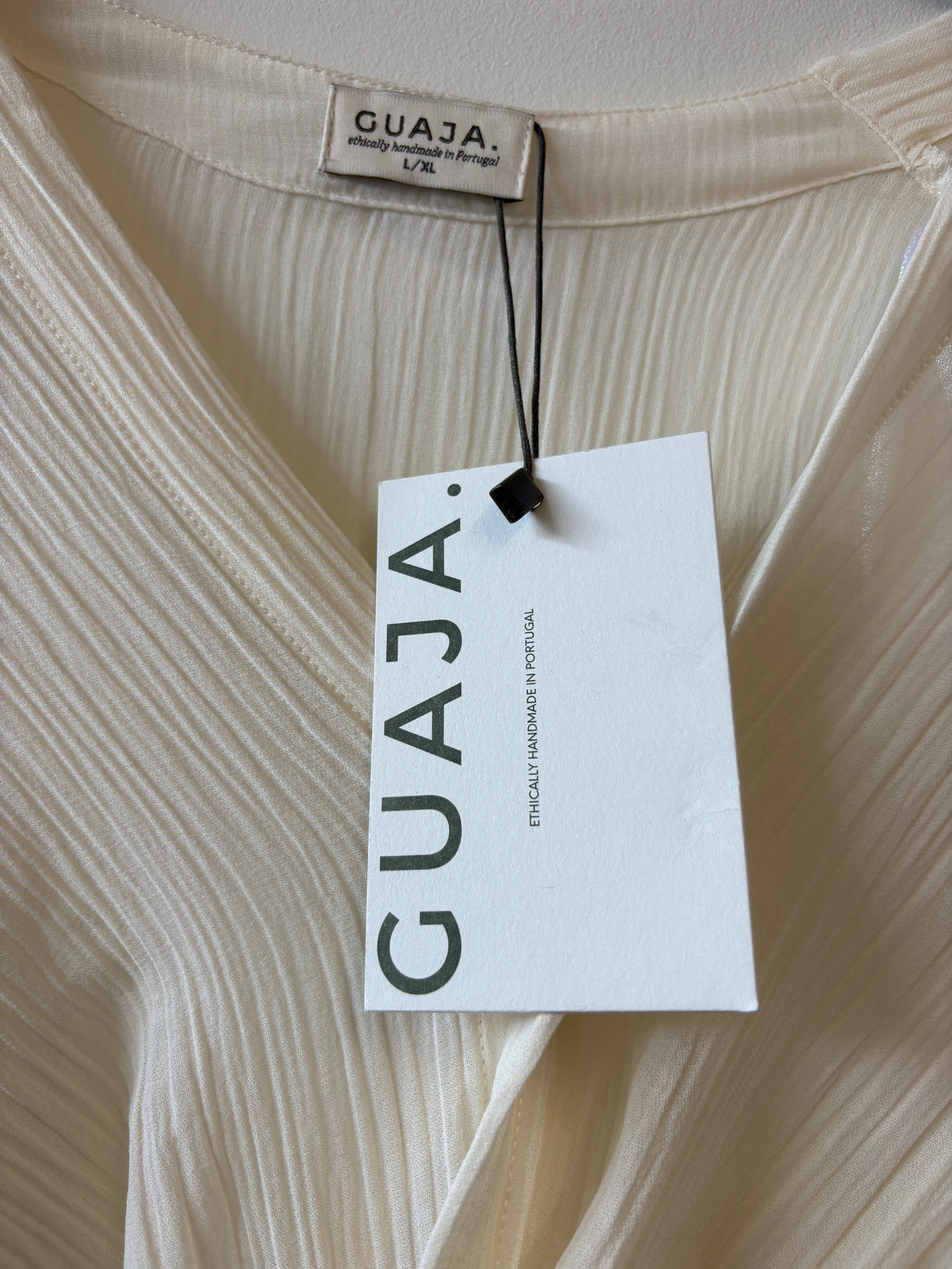 Guaja Off White Esme Draped Cotton Twist Blouse