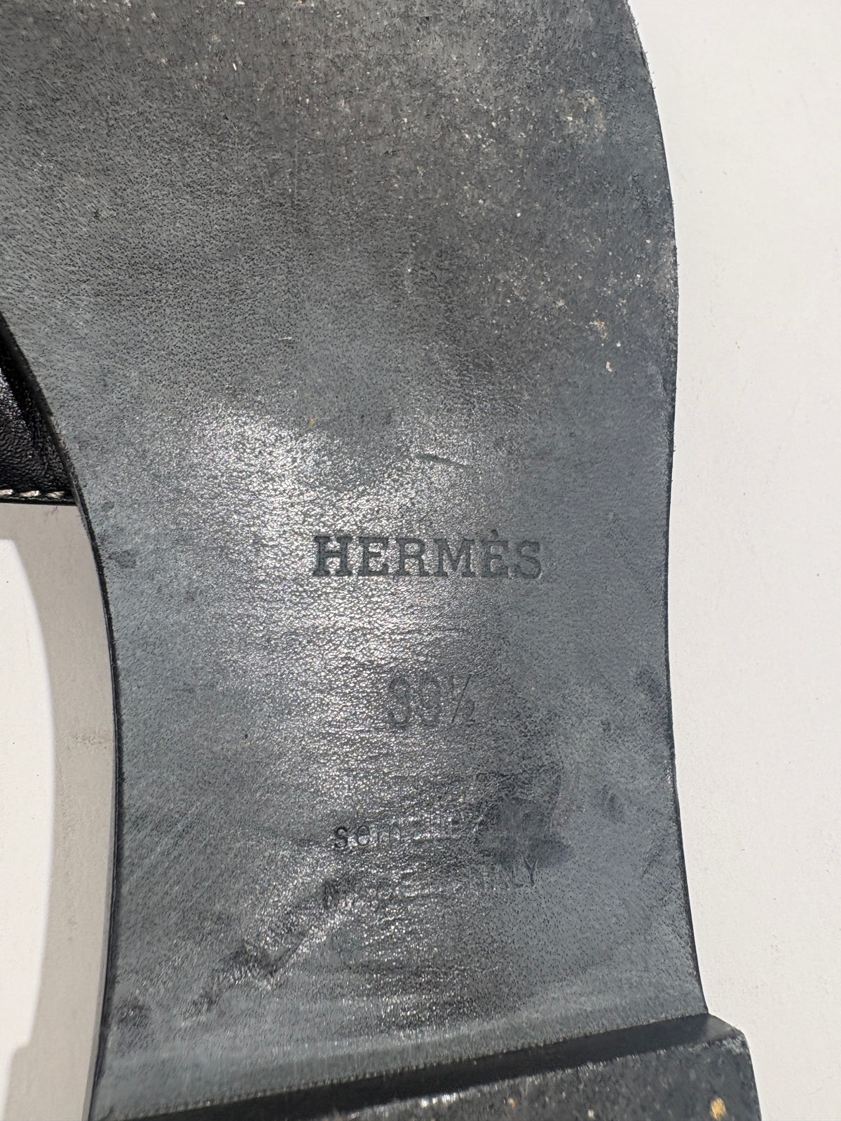 Hermes Black Oran Flat Sandals