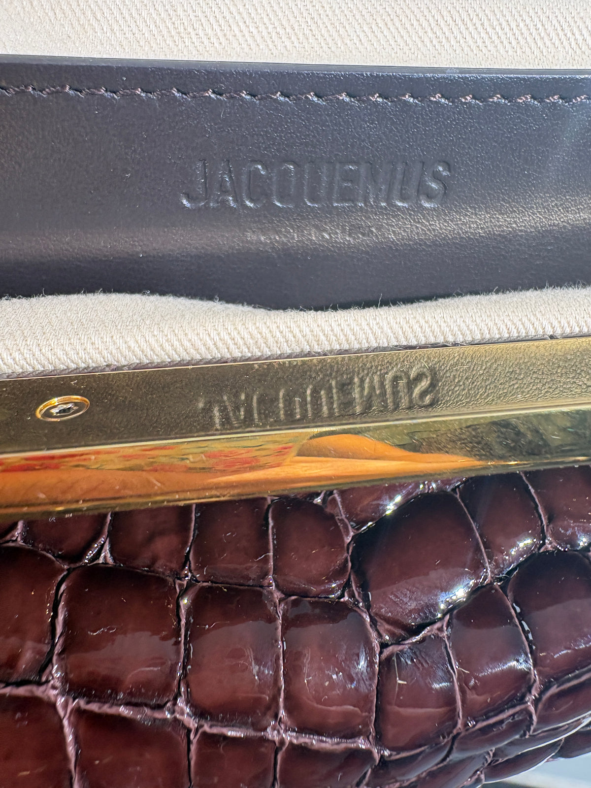 Jacquemus Brown The Salon Long Patent Clutch Bag