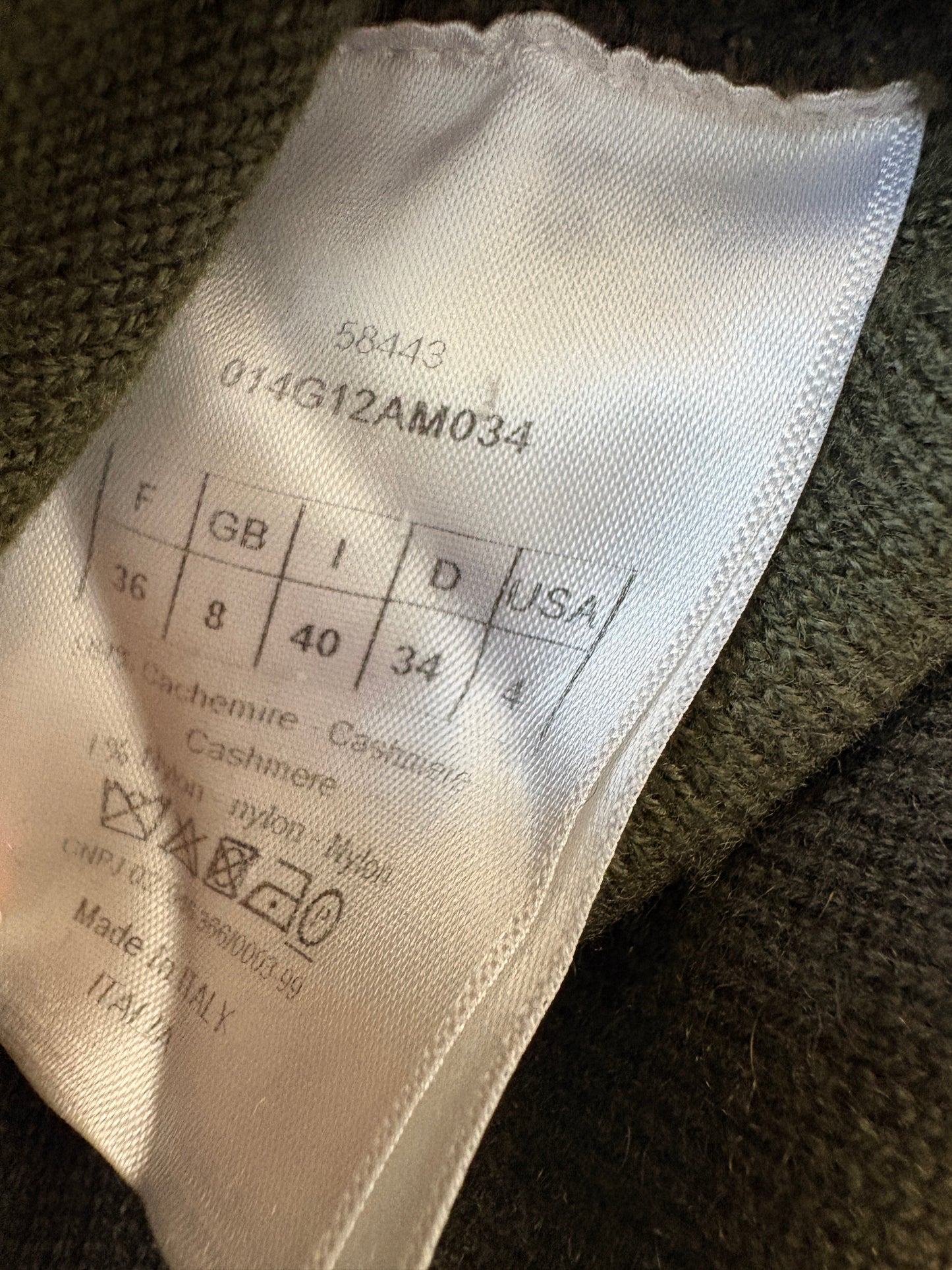 Christian Dior Cashmere Khaki Camo Distressed Zip Hoodie