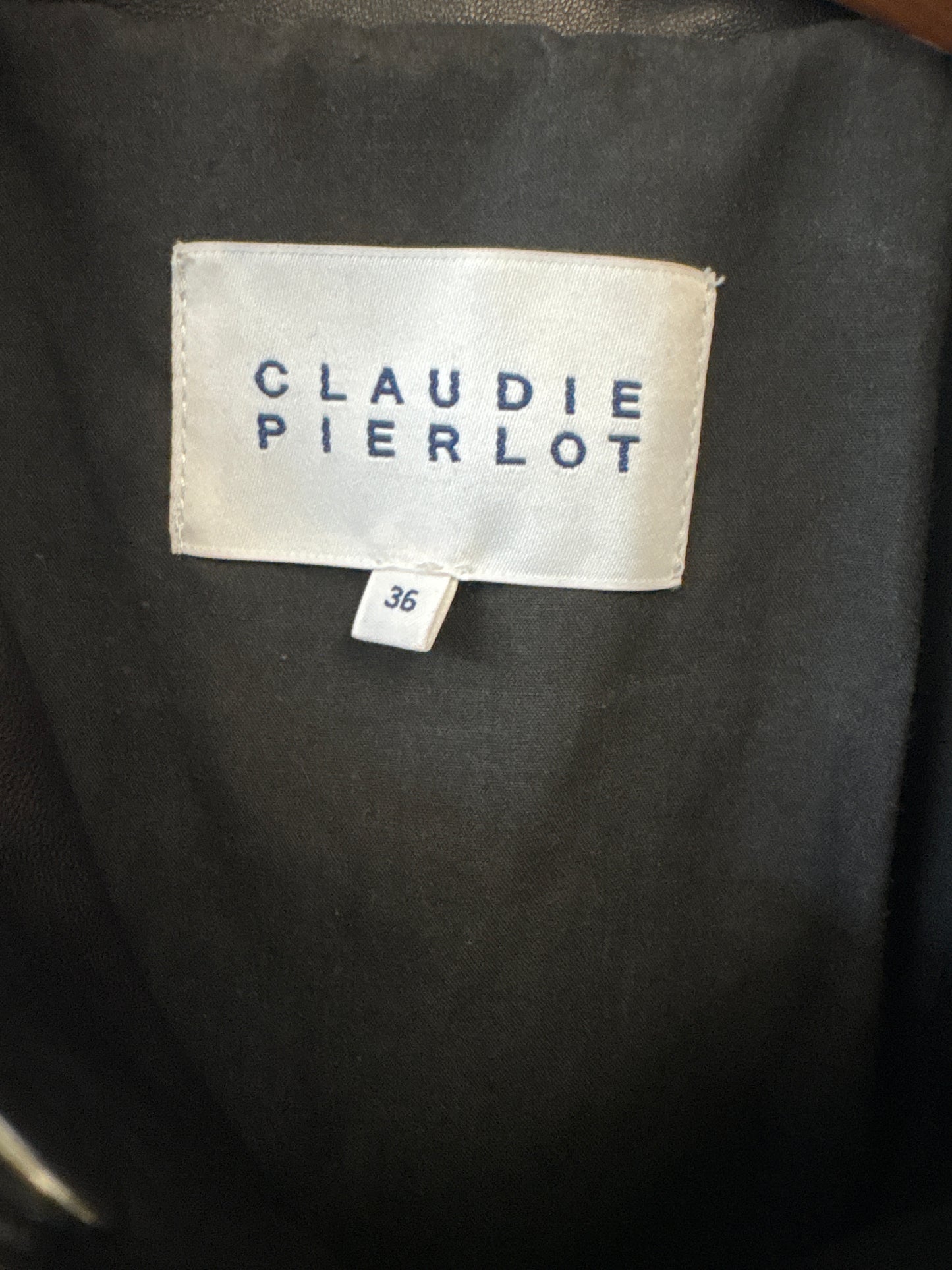 Claudie Pierlot Navy/Black Leather Patch Jacket