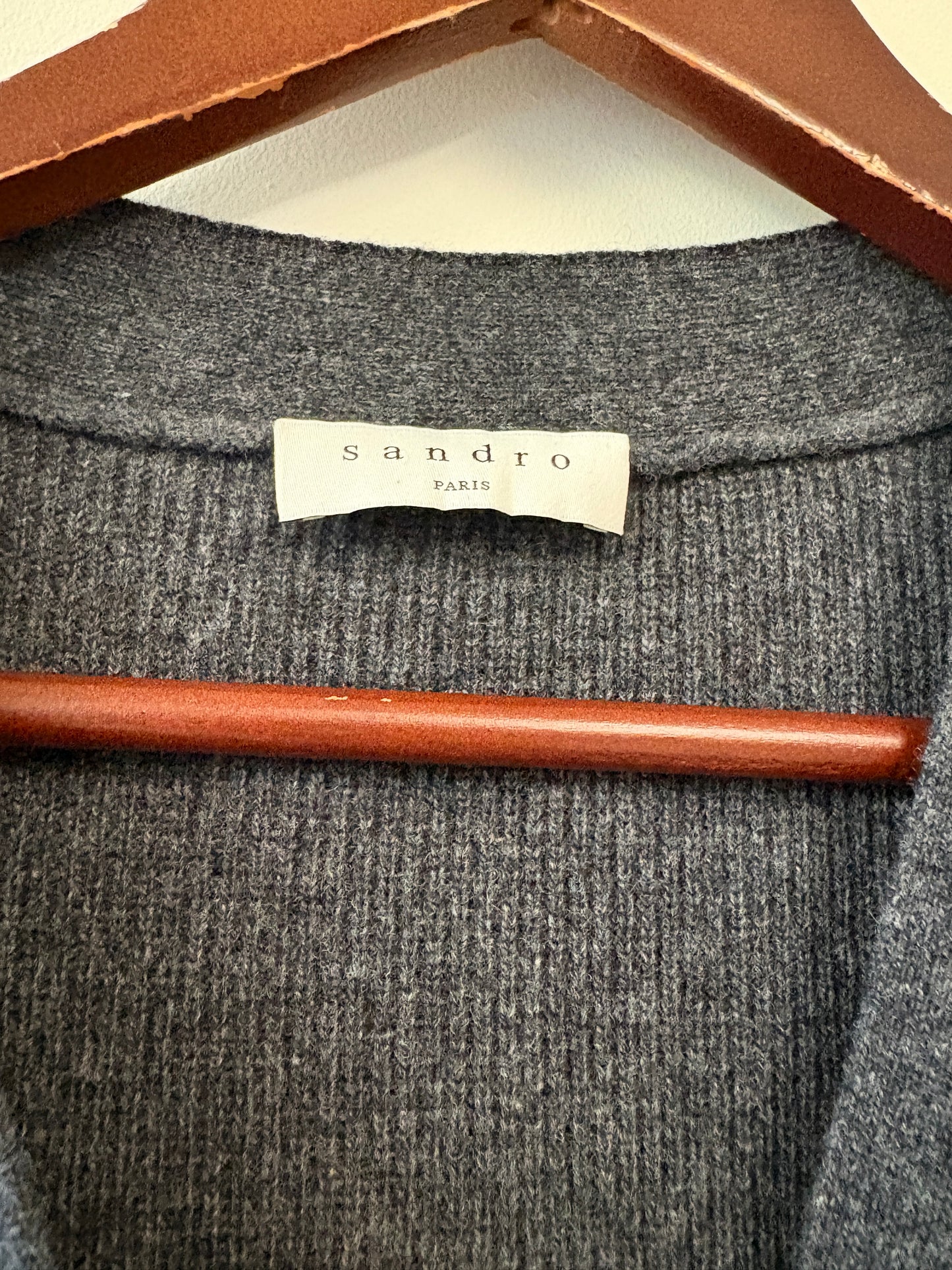 Sandro Paris Grey Wool Long Buttoned Dress