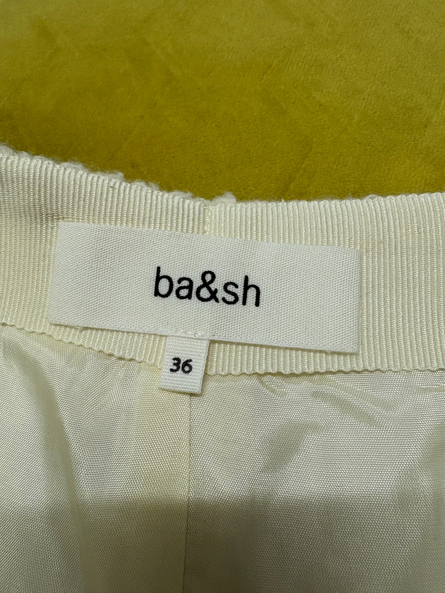 BA&SH Cream Tweed Skort With Gold Buttons