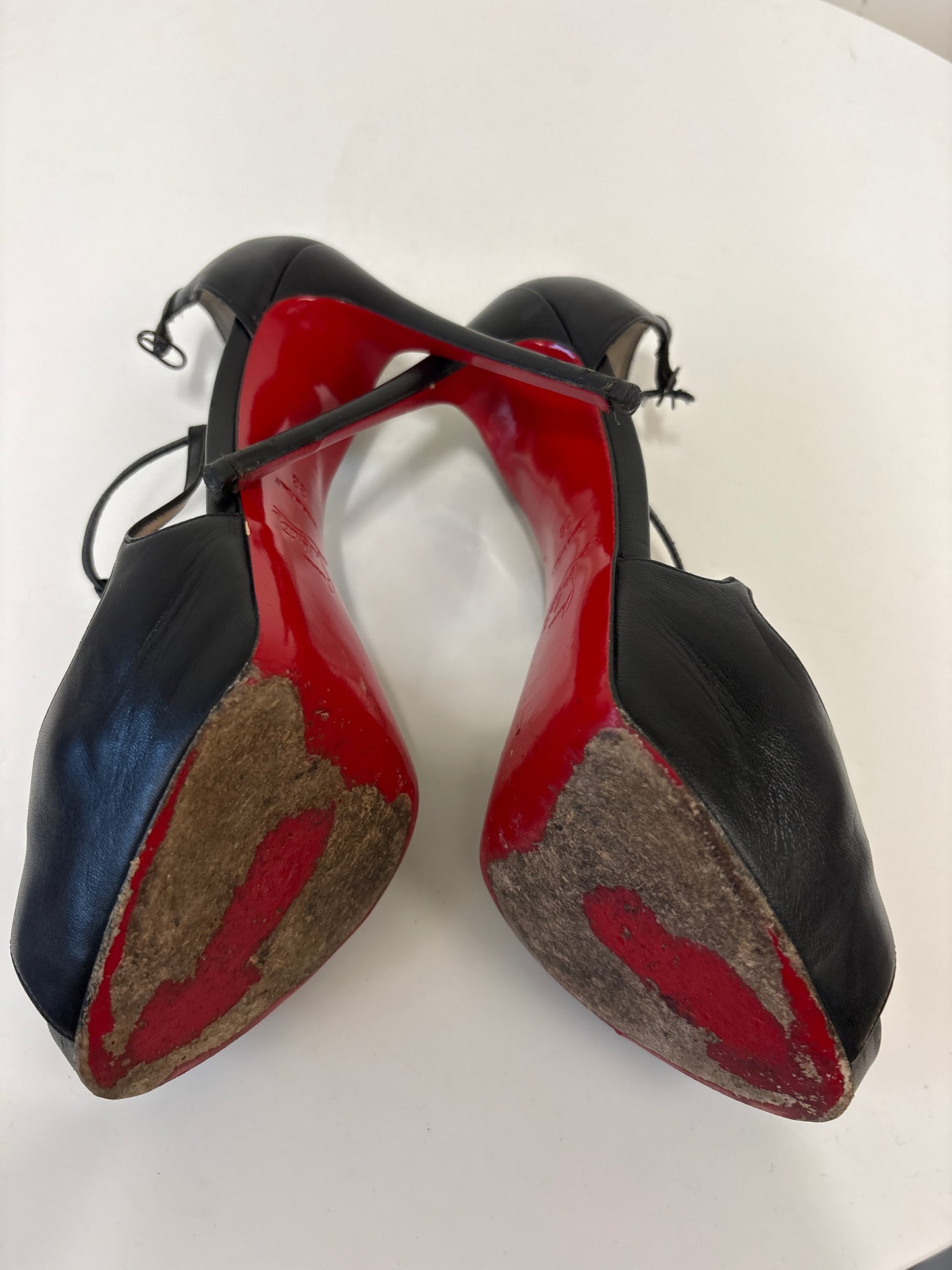 Christian Louboutin Colibretta 120 T-strap Black Leather Pump