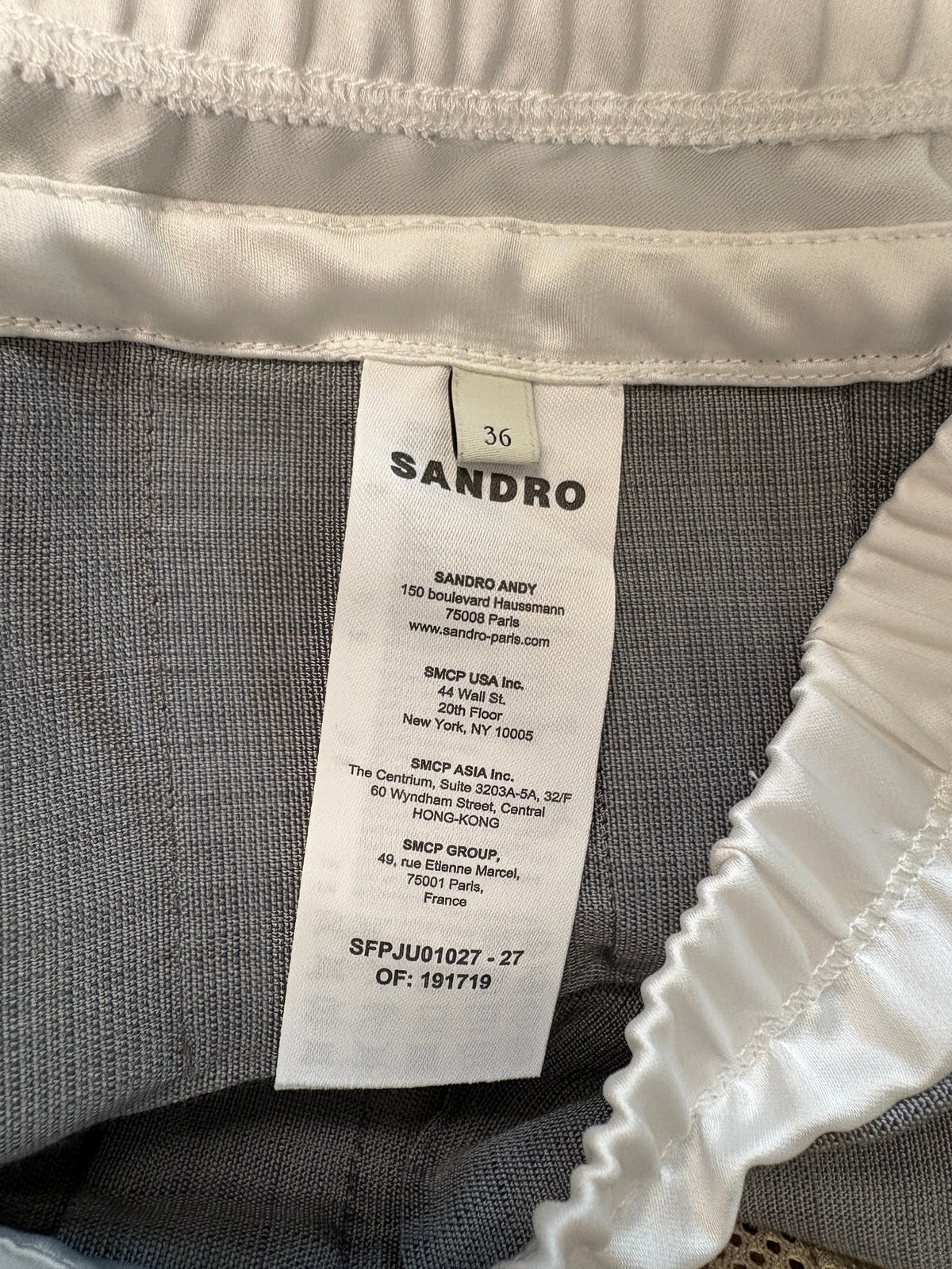 Sandro Grey Pleated Crepe Mini Skirt