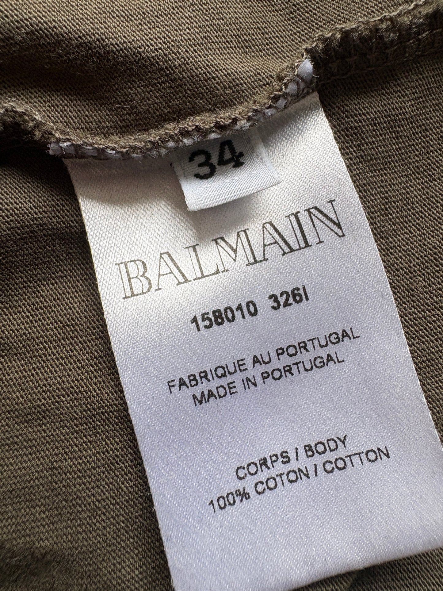 Balmain Logo Top With Gold Buttons Khaki Green