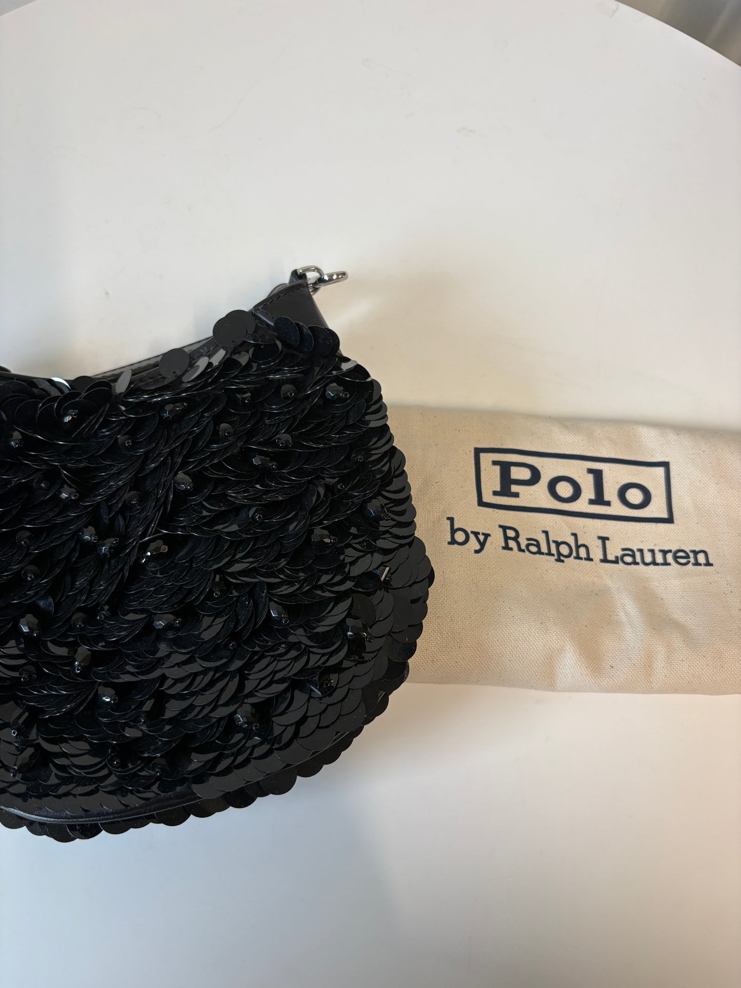 Polo Ralph Lauren black small Polo ID Paillette-Embellished Tote Bag