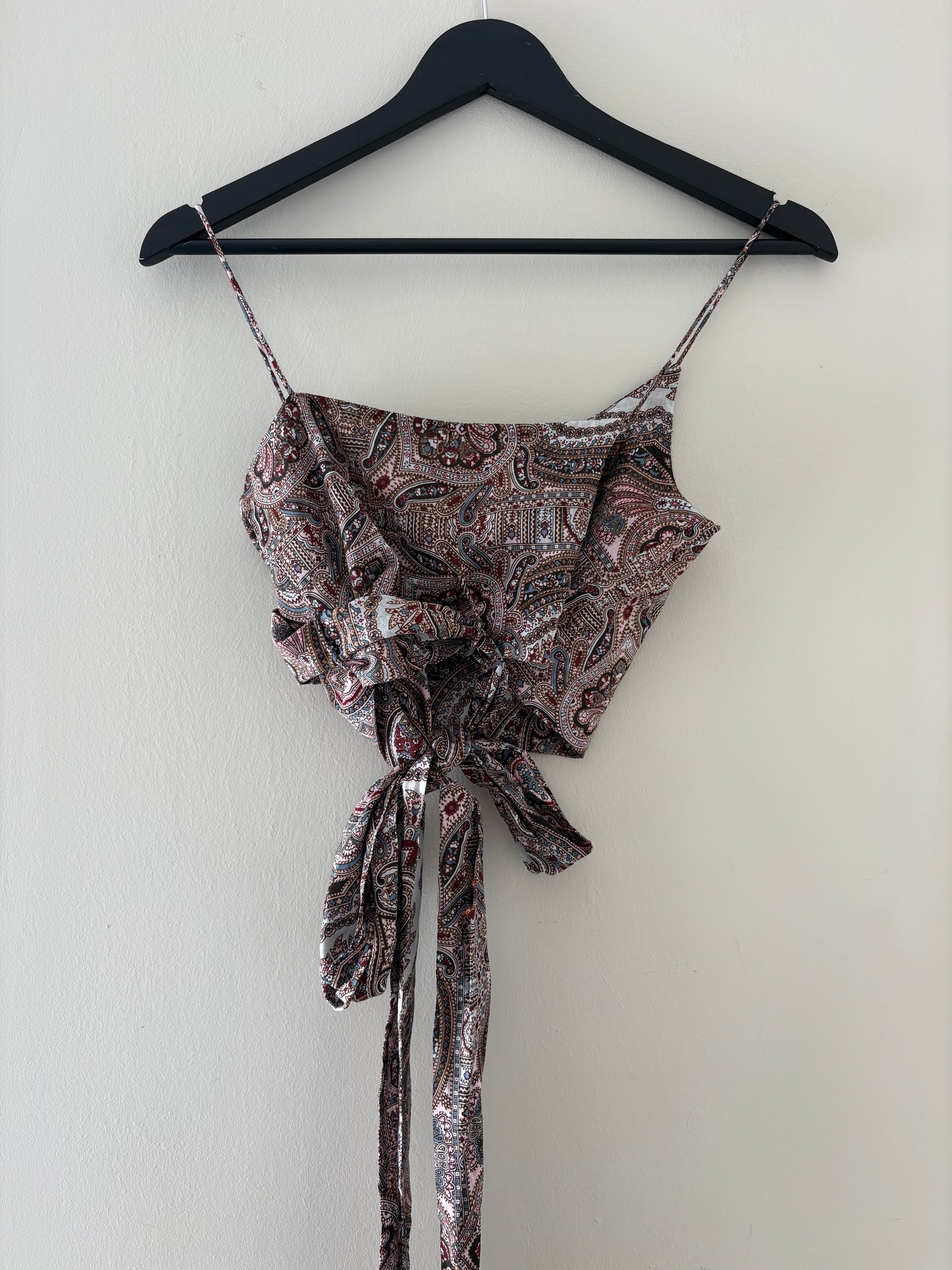 Zimmermann Epoque Pink Paisley Print Wrap Crop Top