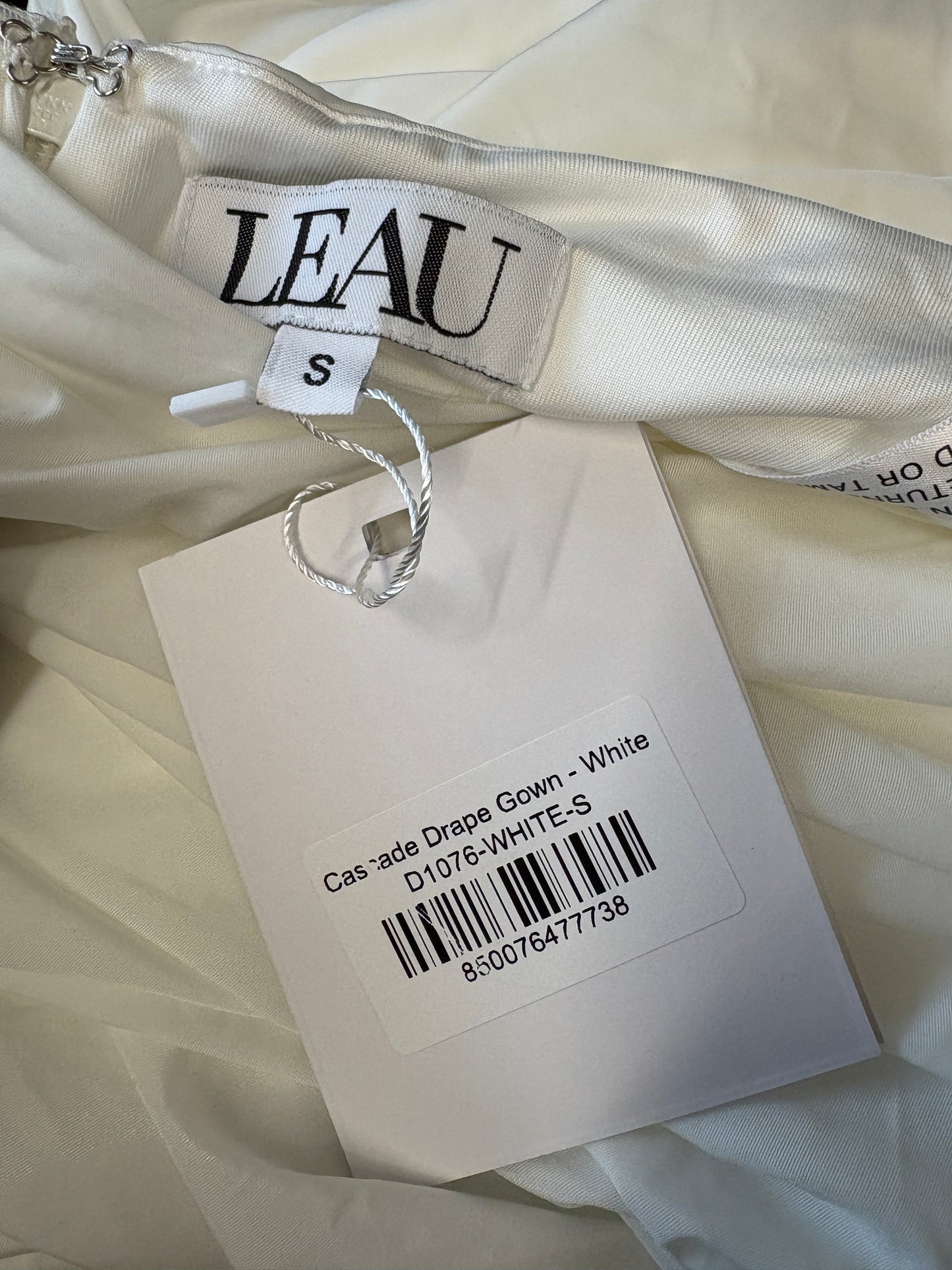 Leau Cascade White Drape Dress