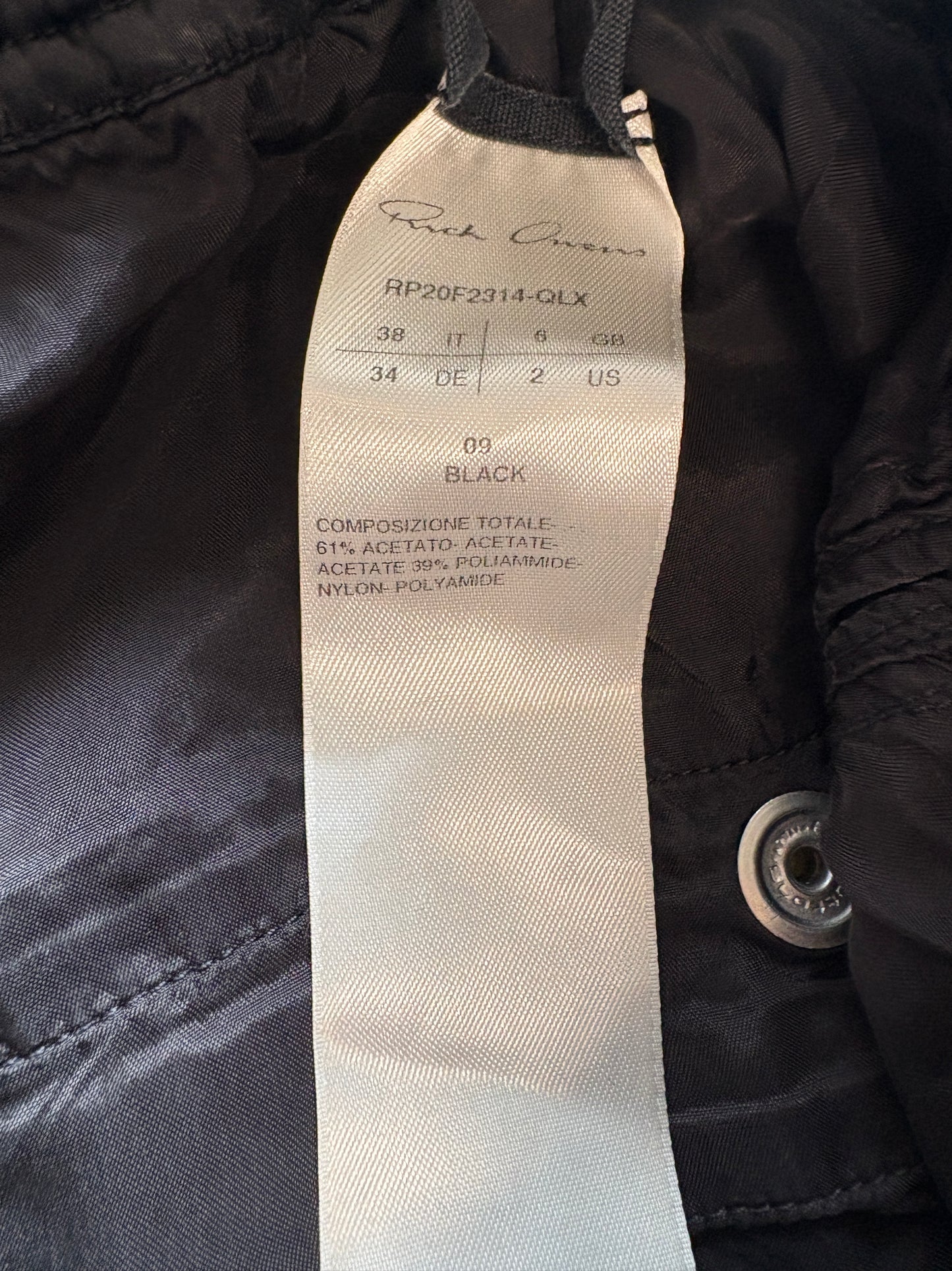 Rick Owens Black Satin Cropped Trousers