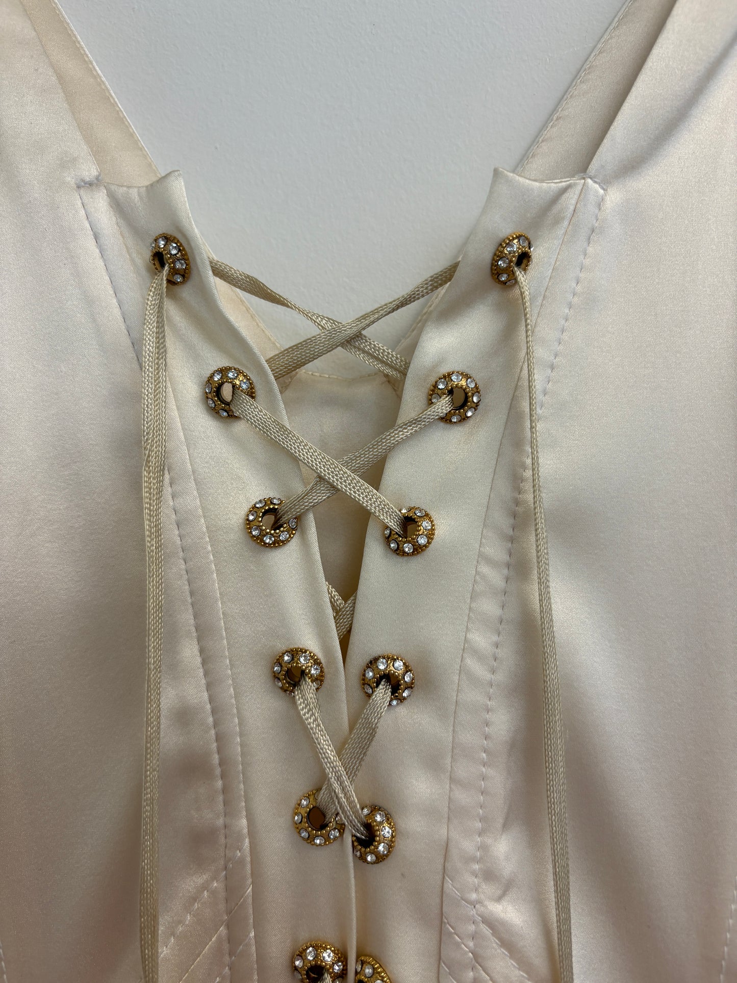 Roberto Cavalli Ivory Lace Up Bodycon Mini Dress (pre-owned)
