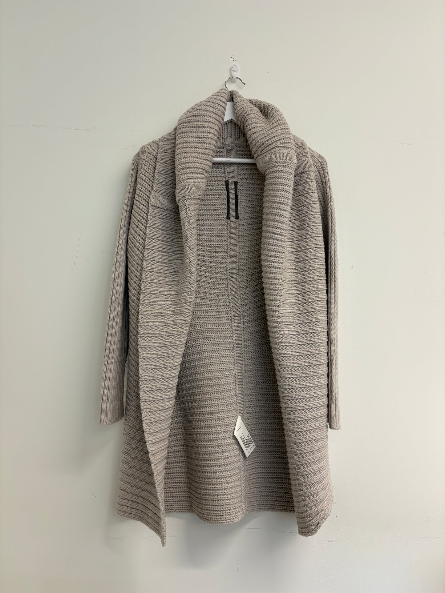 Rick Owens Taupe Chunky Merino Wool Cardigan (pre-owned)