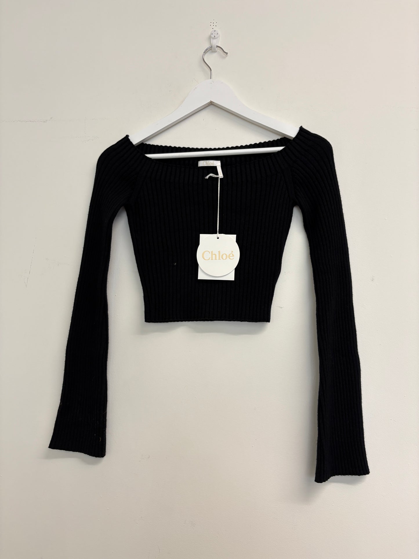 Chloe Black Off Shoulder Knit Top (pre-owned)