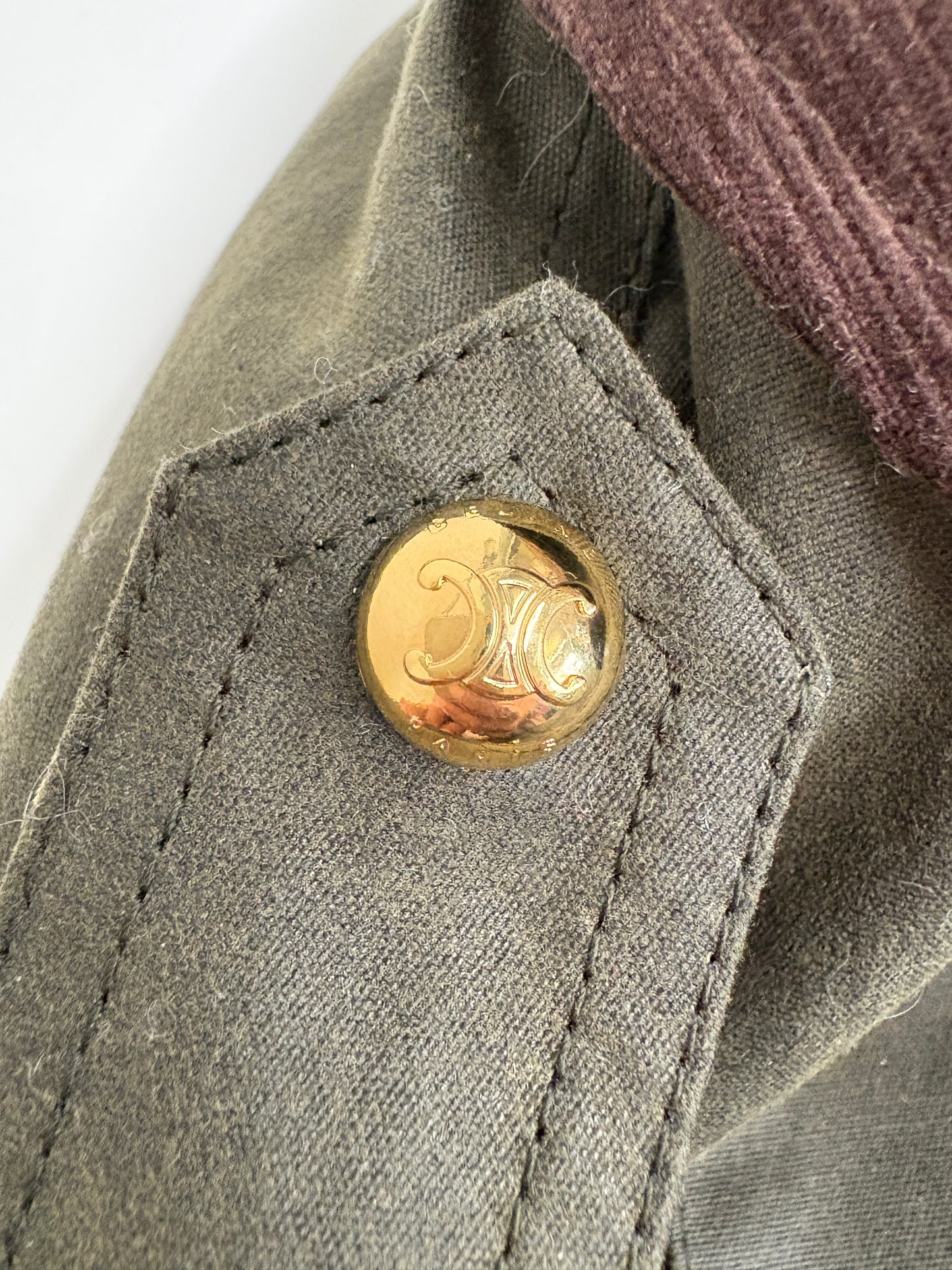 Celine Green Waxed Jacket With Gold Buttons (pre-owned)