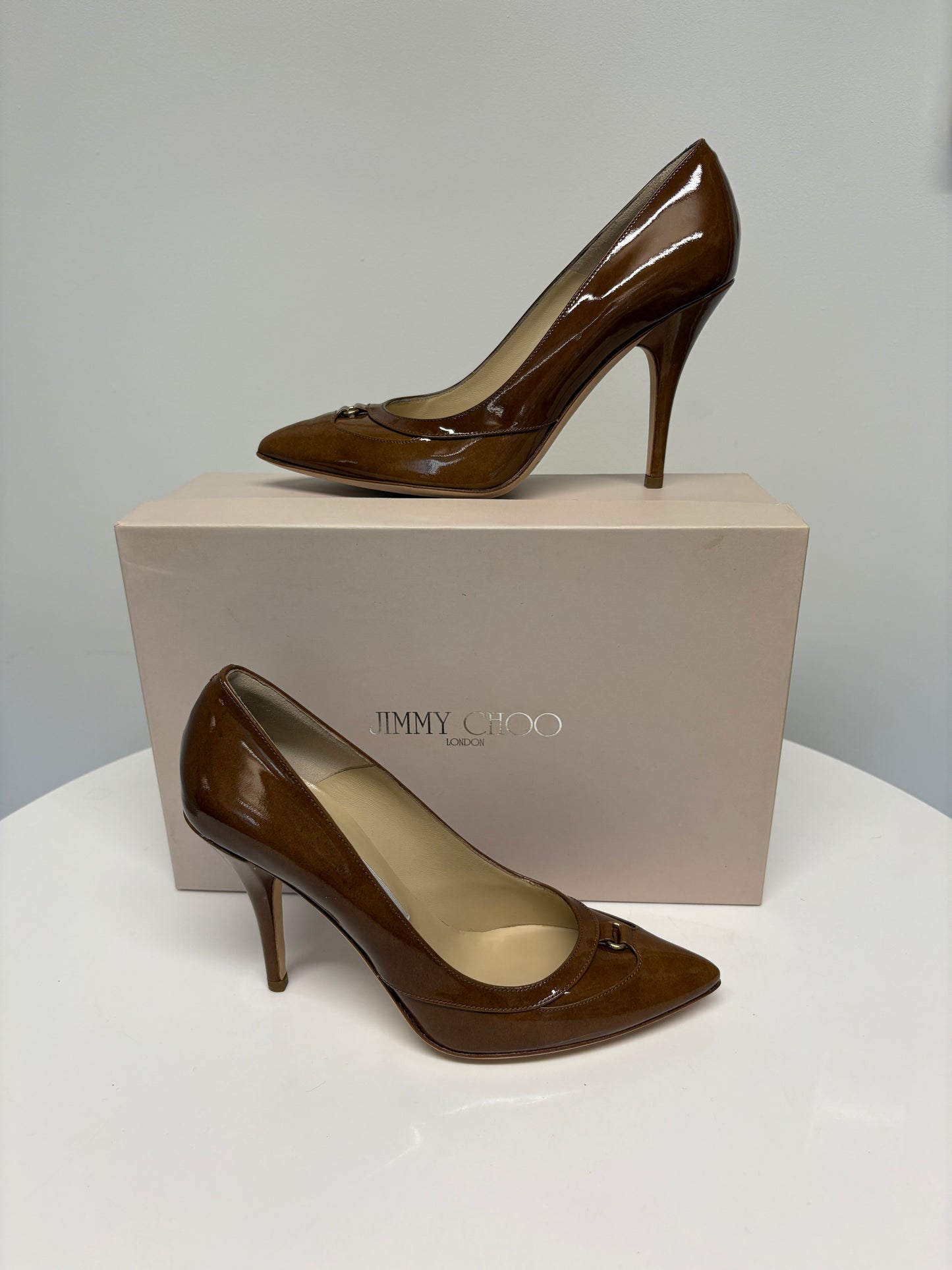 Jimmy Choo Loren Cigar Patent Leather Pumps (pre-owned)