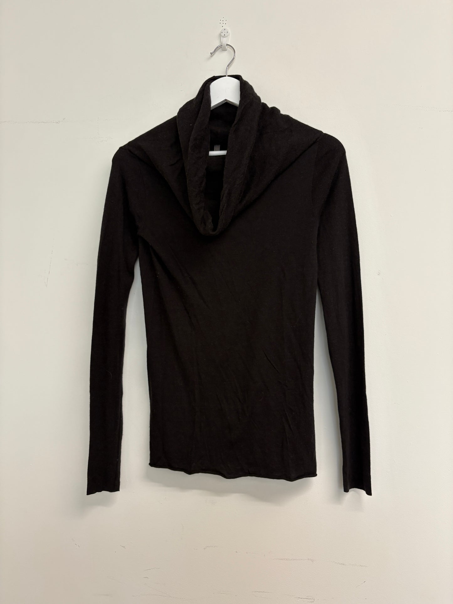 Rick Owens Lilies Black Cowl Neck Fine Knit Top (pre-owned)