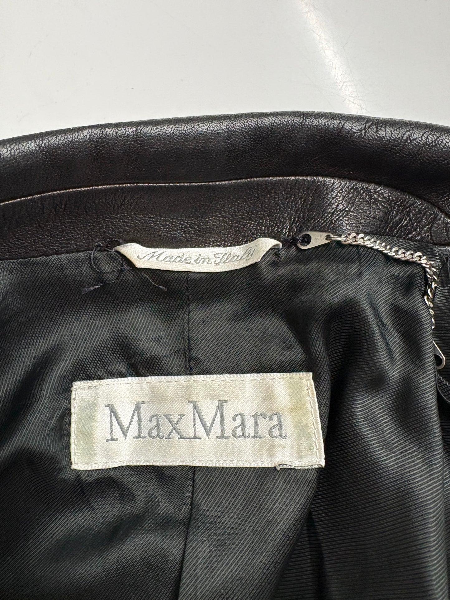 Max Mara Black / Brown Leather Blazer (pre-owned)