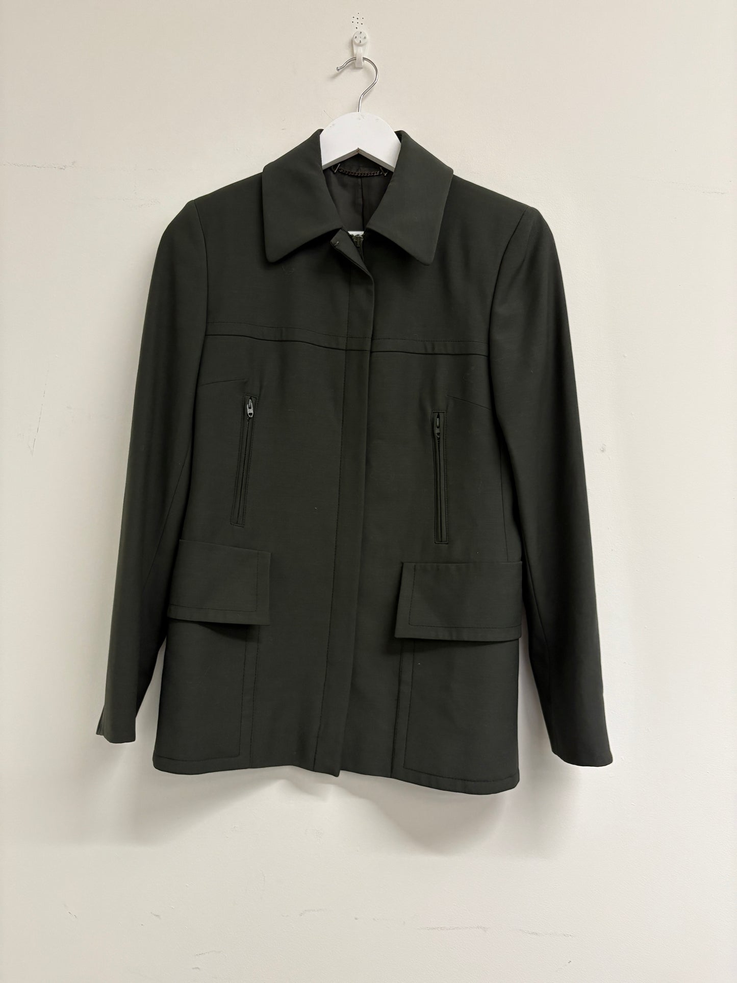 Gucci Khaki Wool Zip Up Jacket And Trousers Suit (pre-owned)