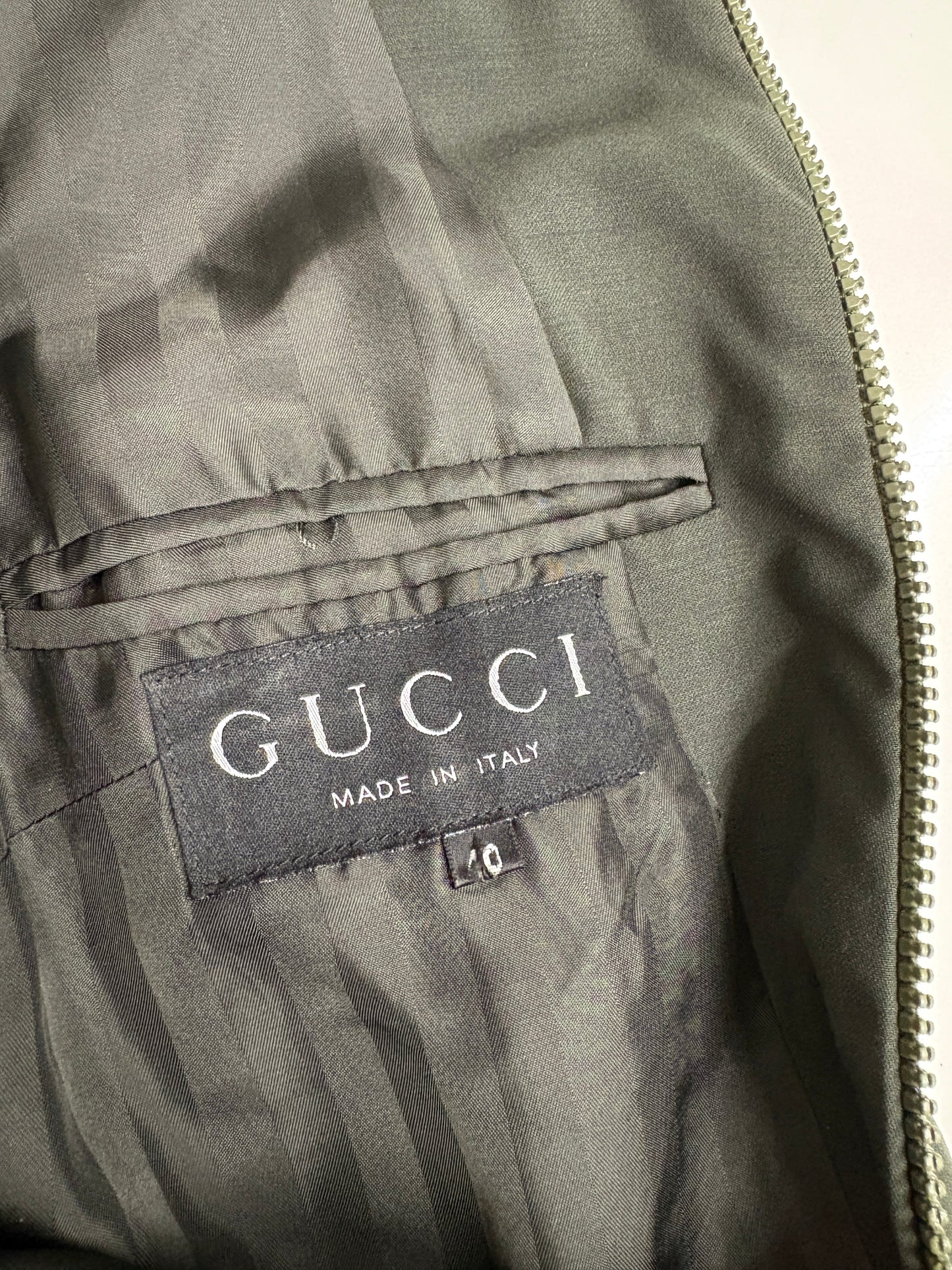 Gucci Khaki Wool Zip Up Jacket And Trousers Suit (pre-owned)
