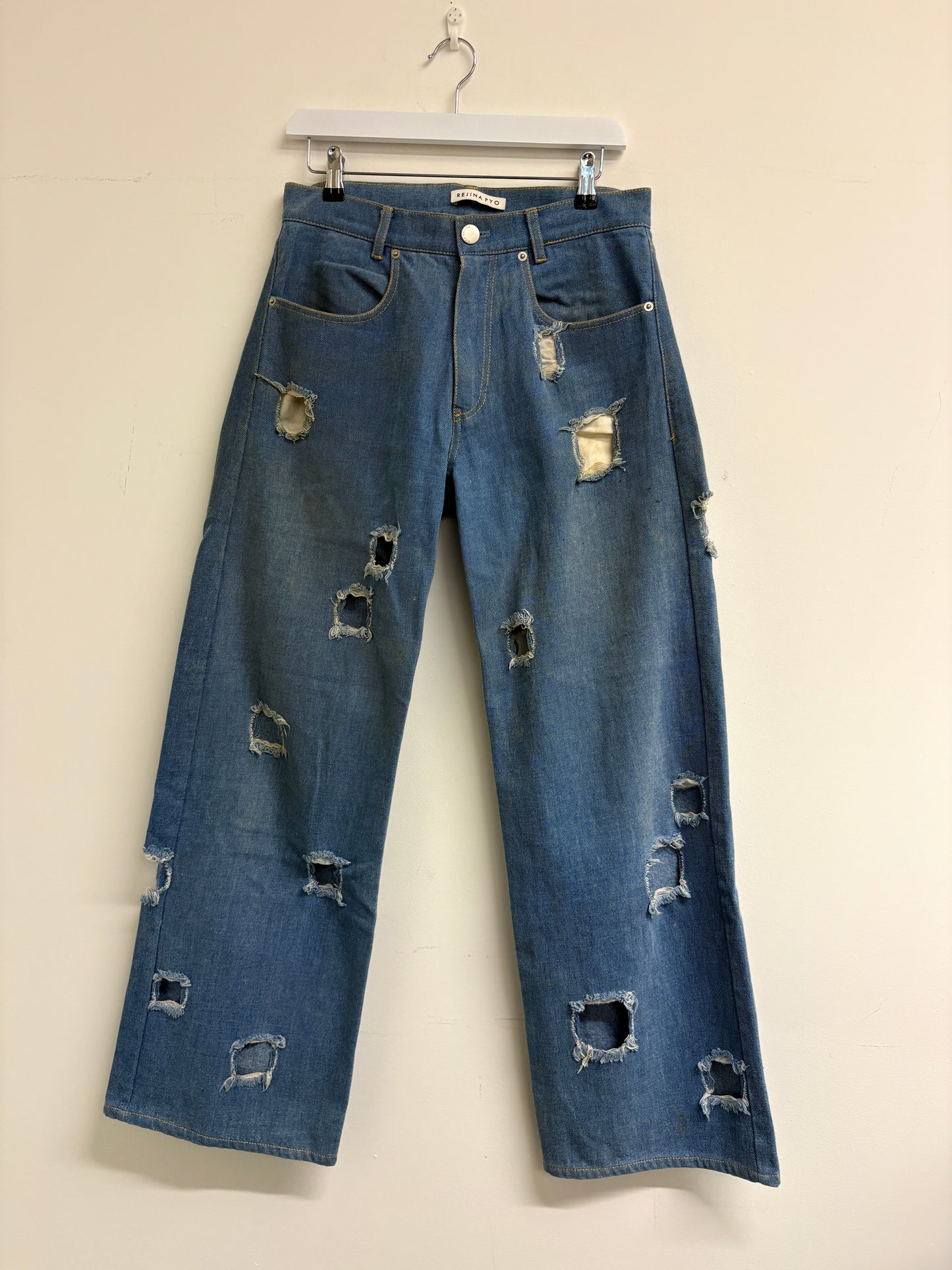 Rejina Pyo Blue Mia Cut Out Wide Leg Jeans (pre-owned)