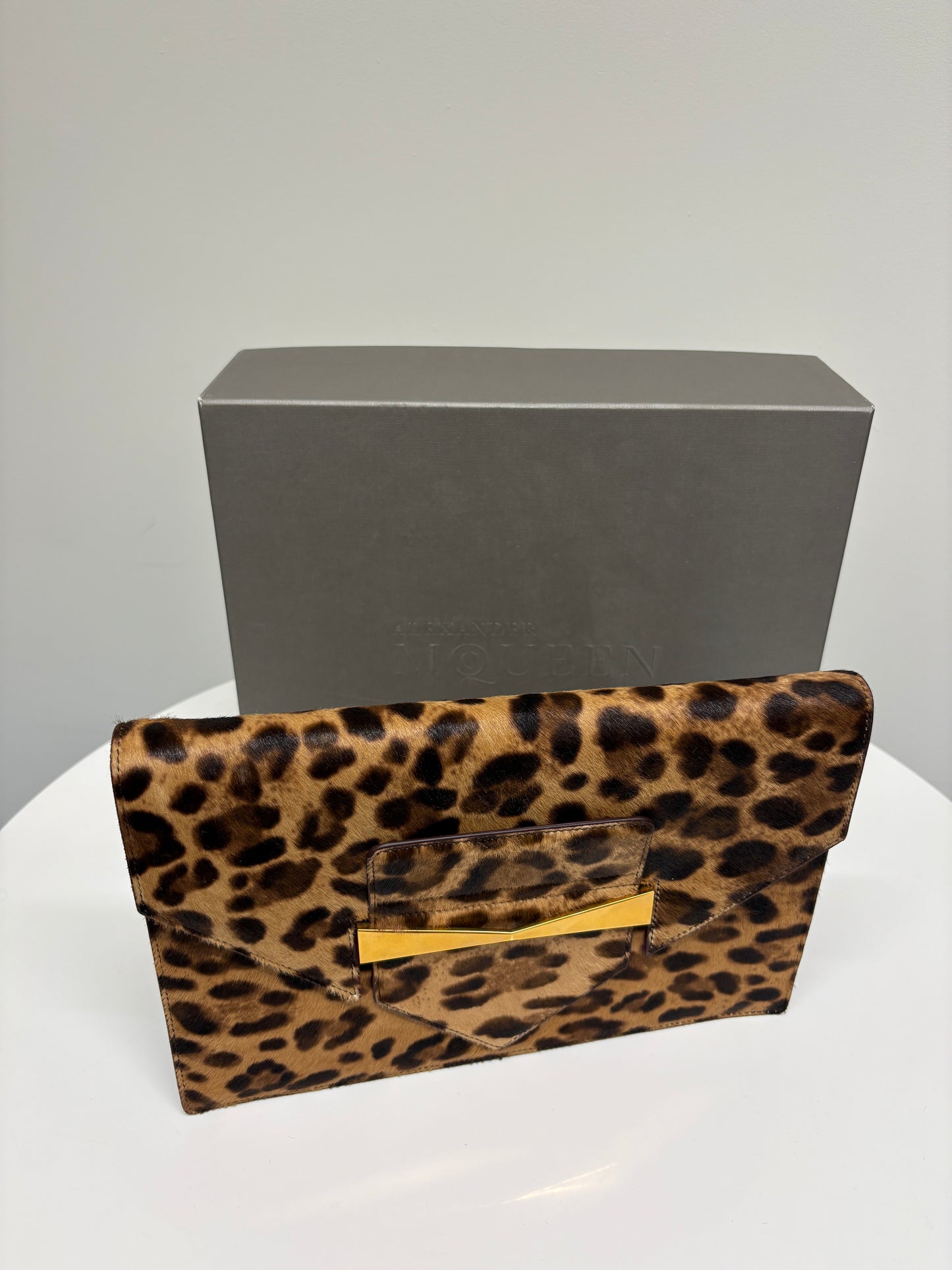 Alexander Mcqueen Leopard Print Clutch Bag (pre-owned)