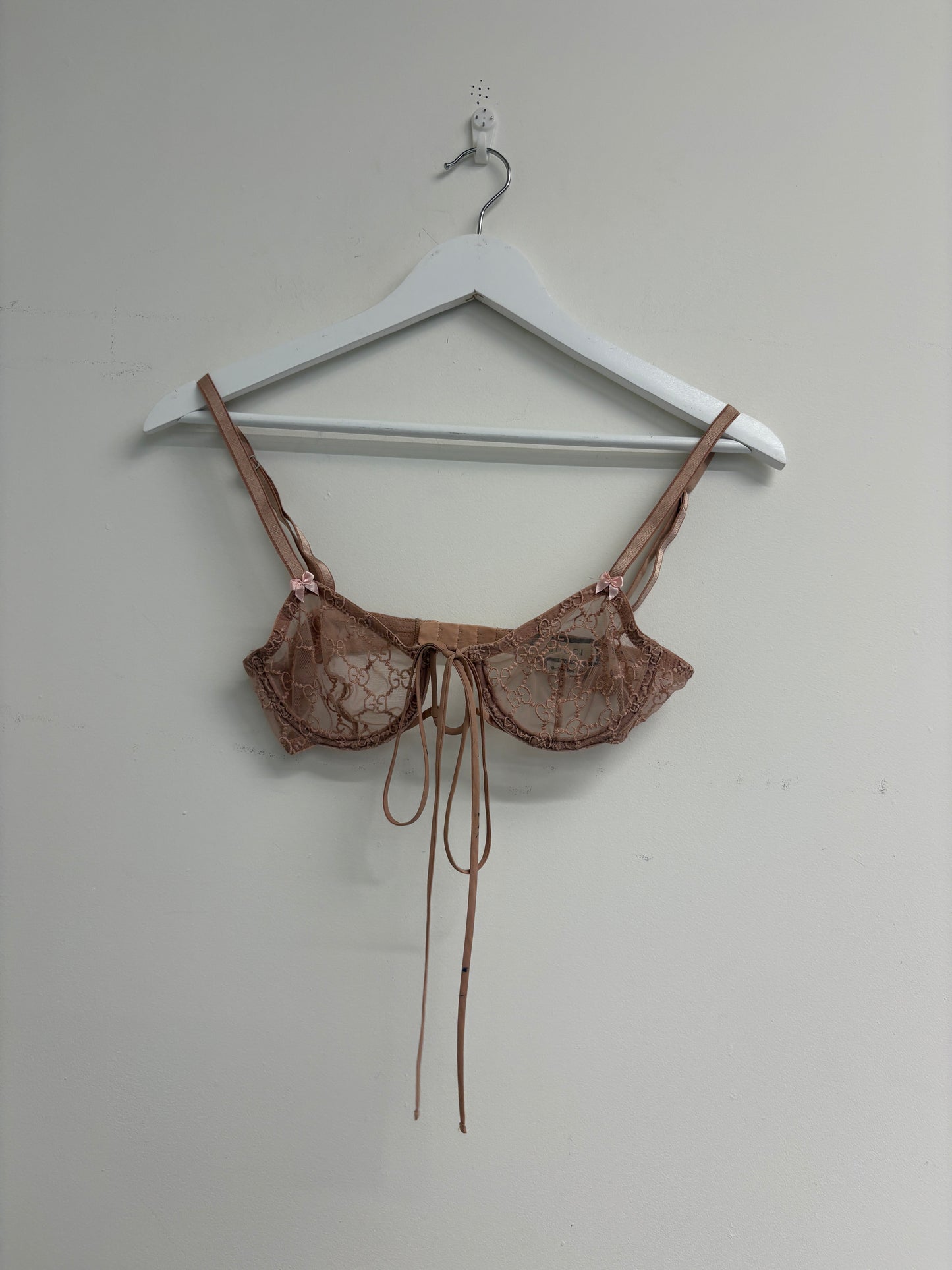 Gucci Nude Tulle Lace Bra (pre-owned)