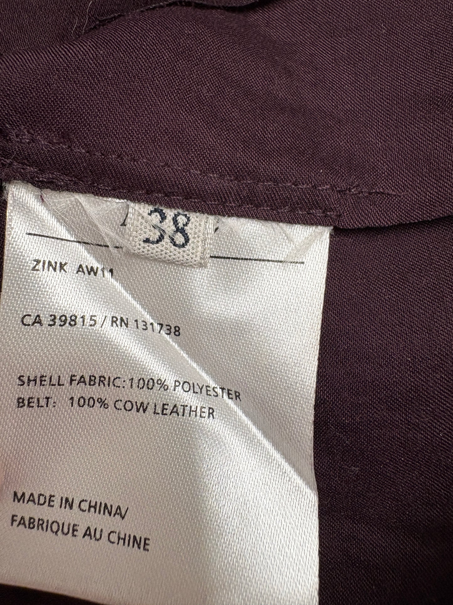 Acne Studios Plum Zink AW11 Tunic Dress (pre-owned)