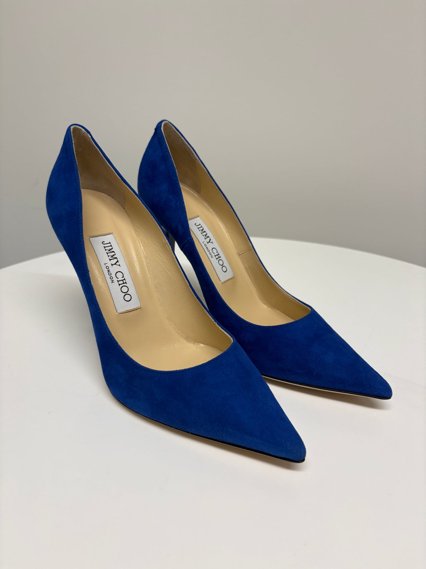 Jimmy Choo Abel Electric Blue Suede Heel Pumps (pre-owed)