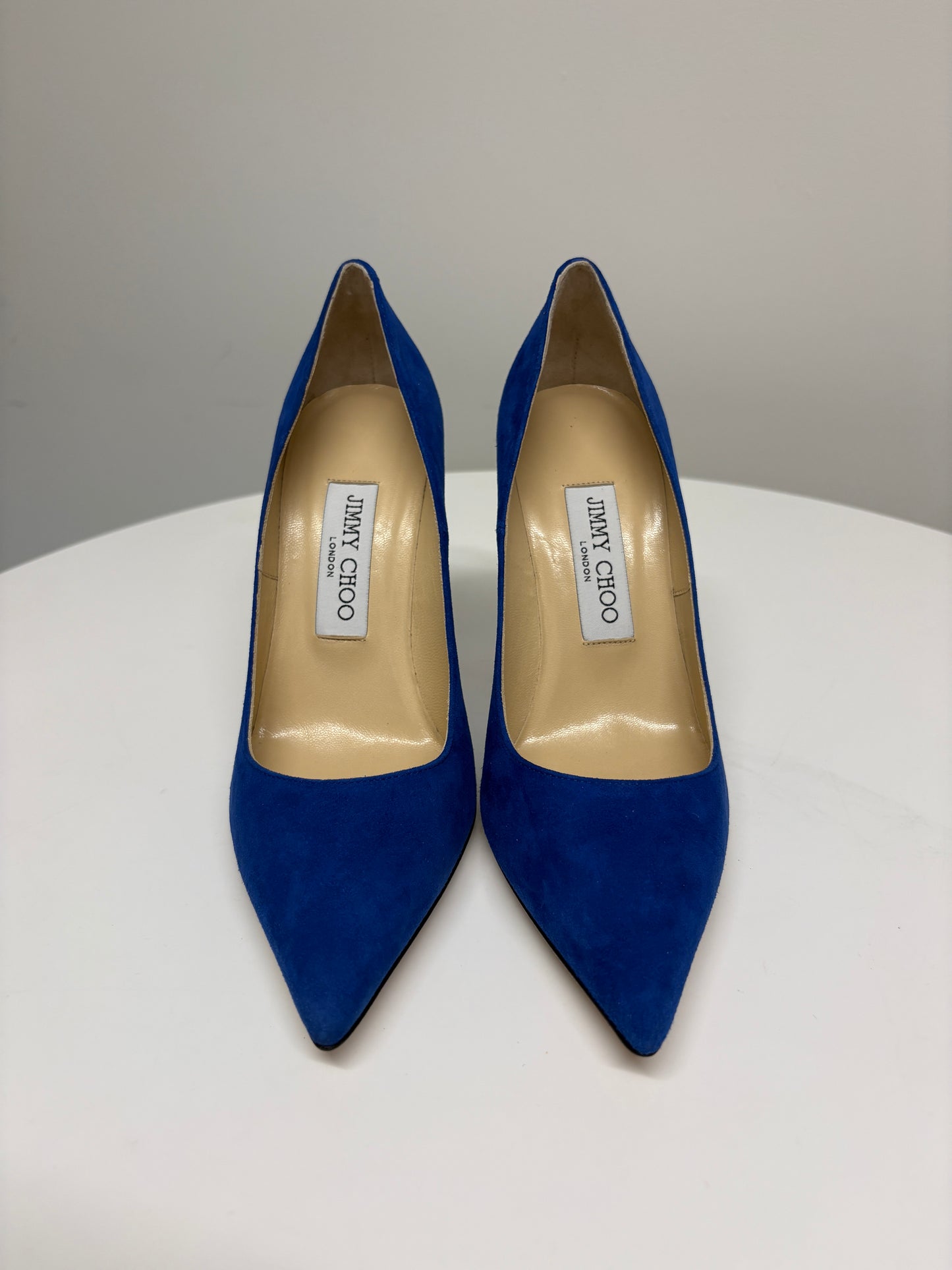 Jimmy Choo Abel Electric Blue Suede Heel Pumps (pre-owed)