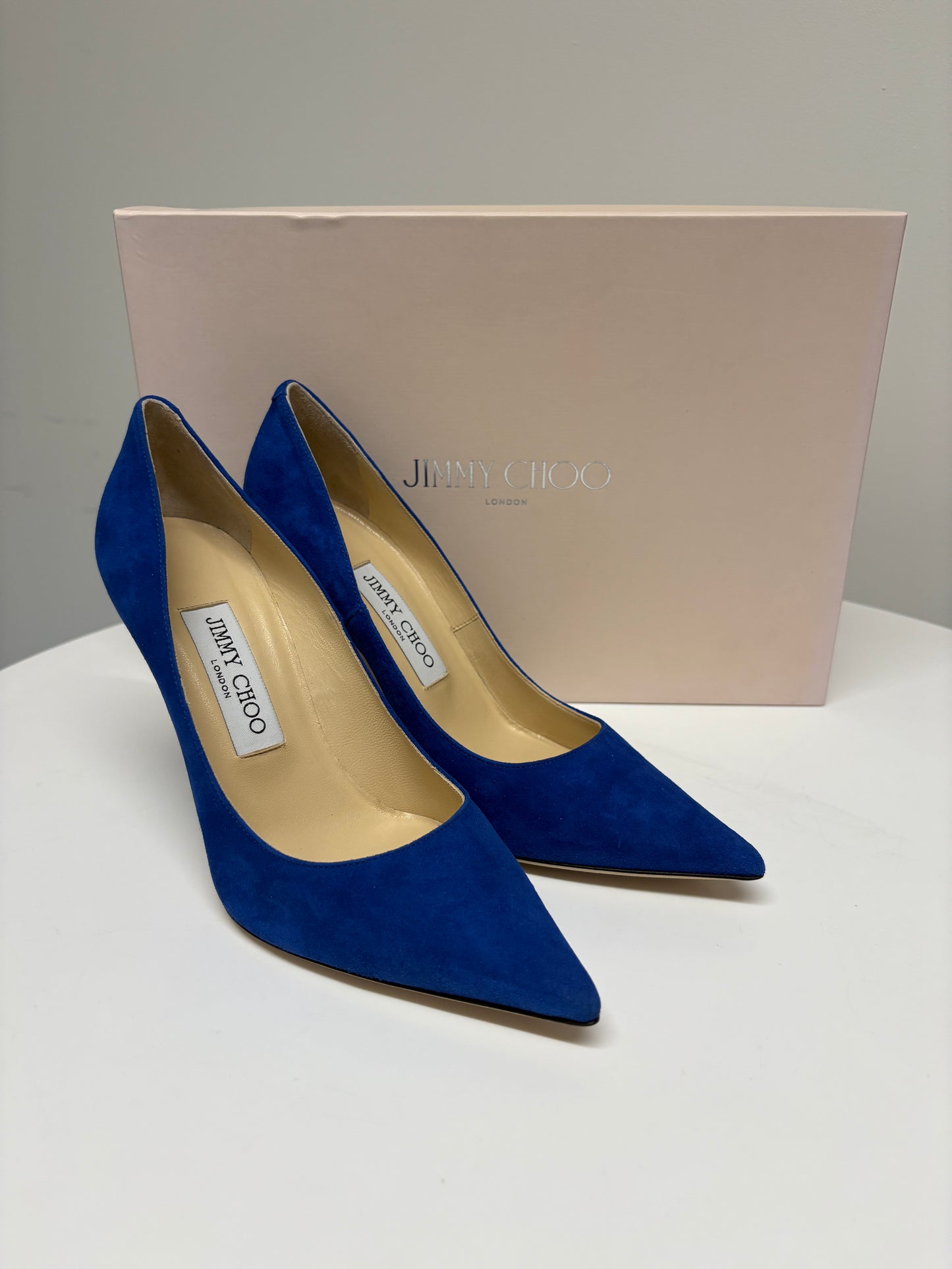 Jimmy Choo Abel Electric Blue Suede Heel Pumps (pre-owed)