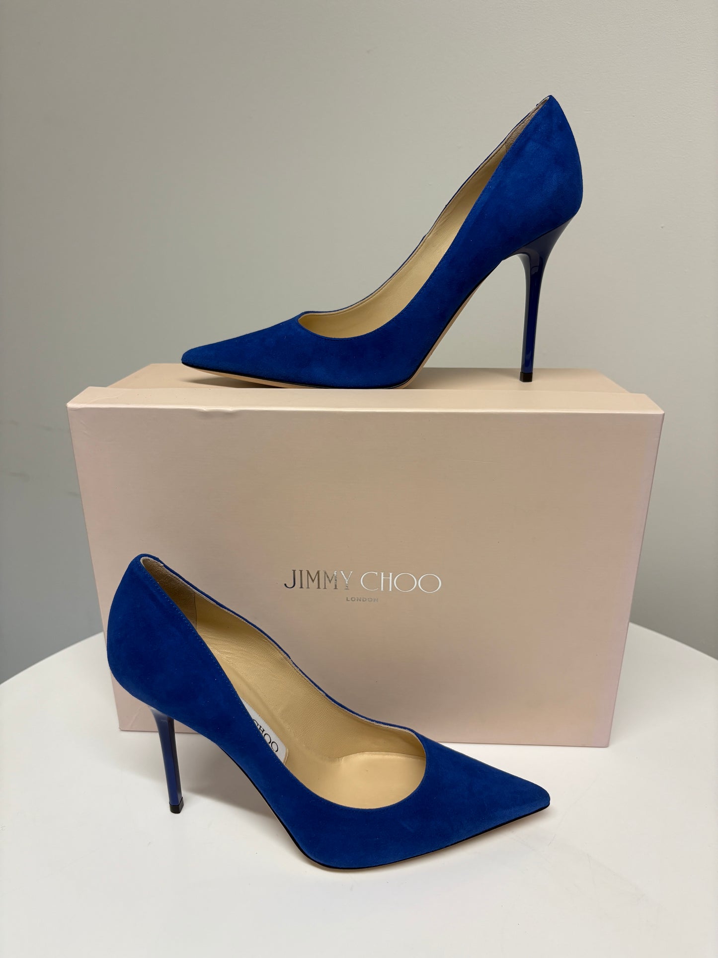 Jimmy Choo Abel Electric Blue Suede Heel Pumps (pre-owed)