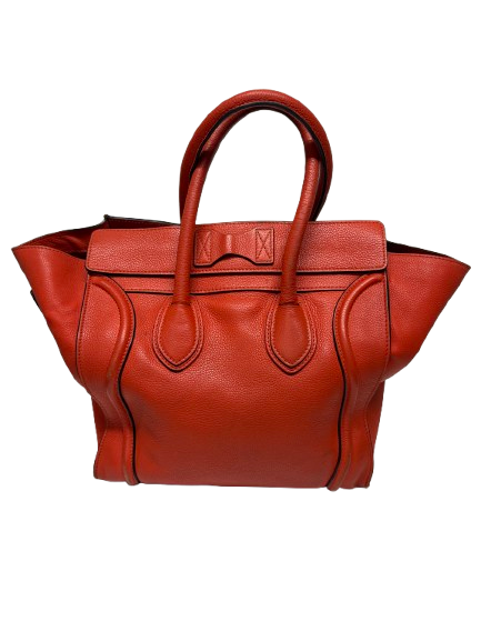 Celine Orange Leather Luggage Tote Bag (pre-owned)