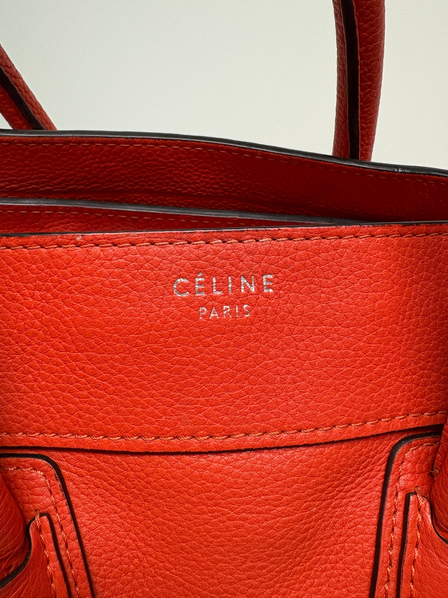 Celine Orange Leather Luggage Tote Bag (pre-owned)