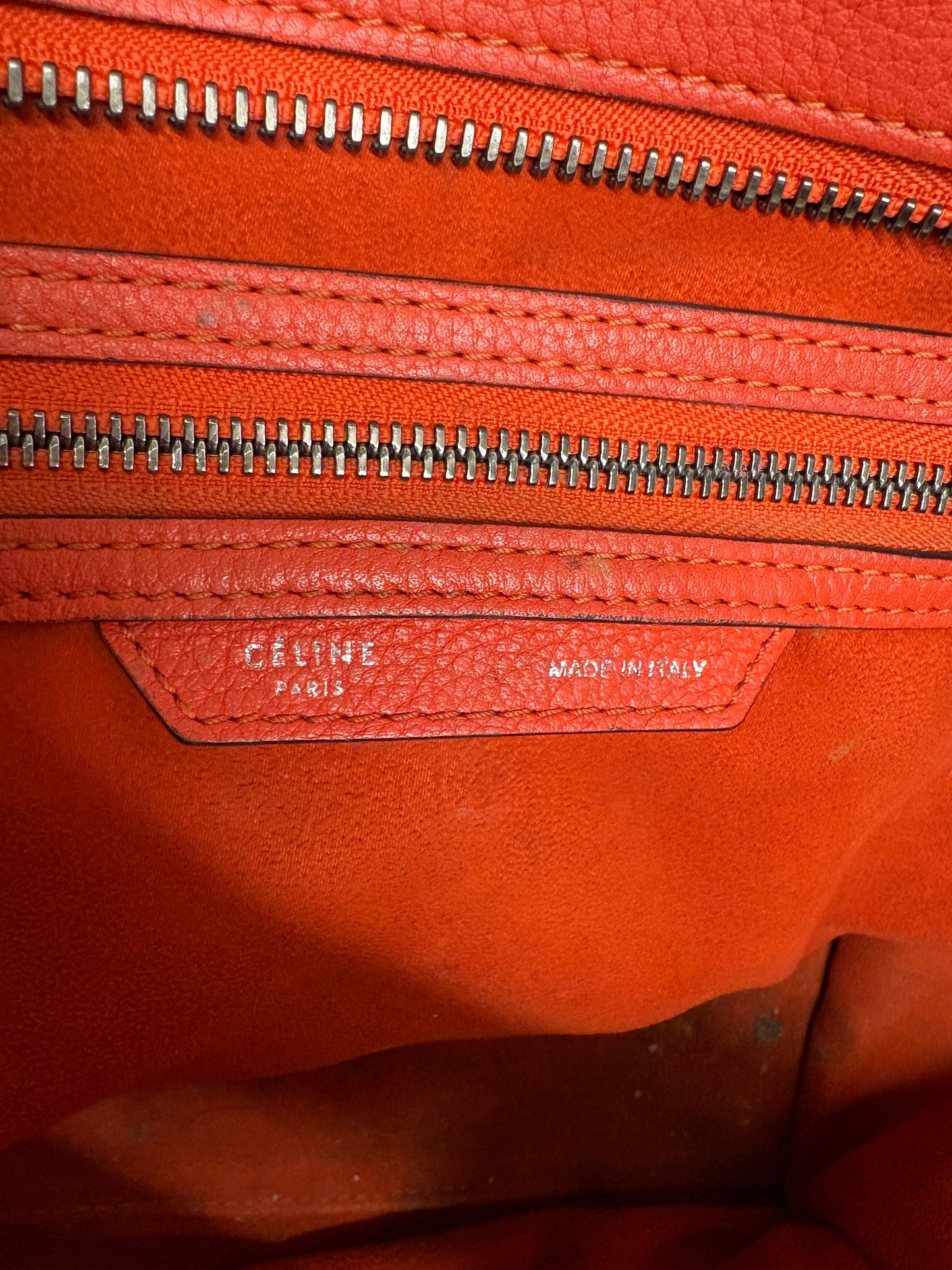 Celine Orange Leather Luggage Tote Bag (pre-owned)