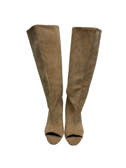 Beige Suede Peep-Toe Boots (pre-owned)