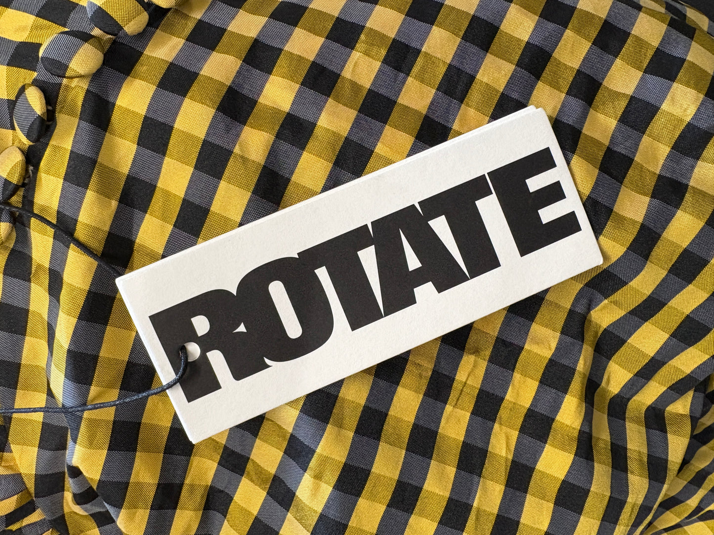 Rotate Yellow And Black Check Puff Sleeve Dress