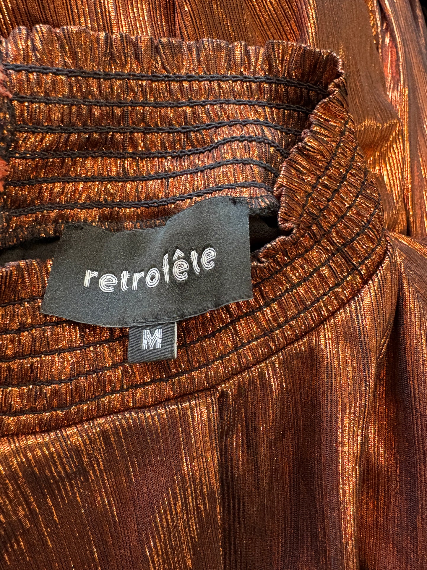 Retrofete Metallic Melody Orange Longsleeved Mini Dress