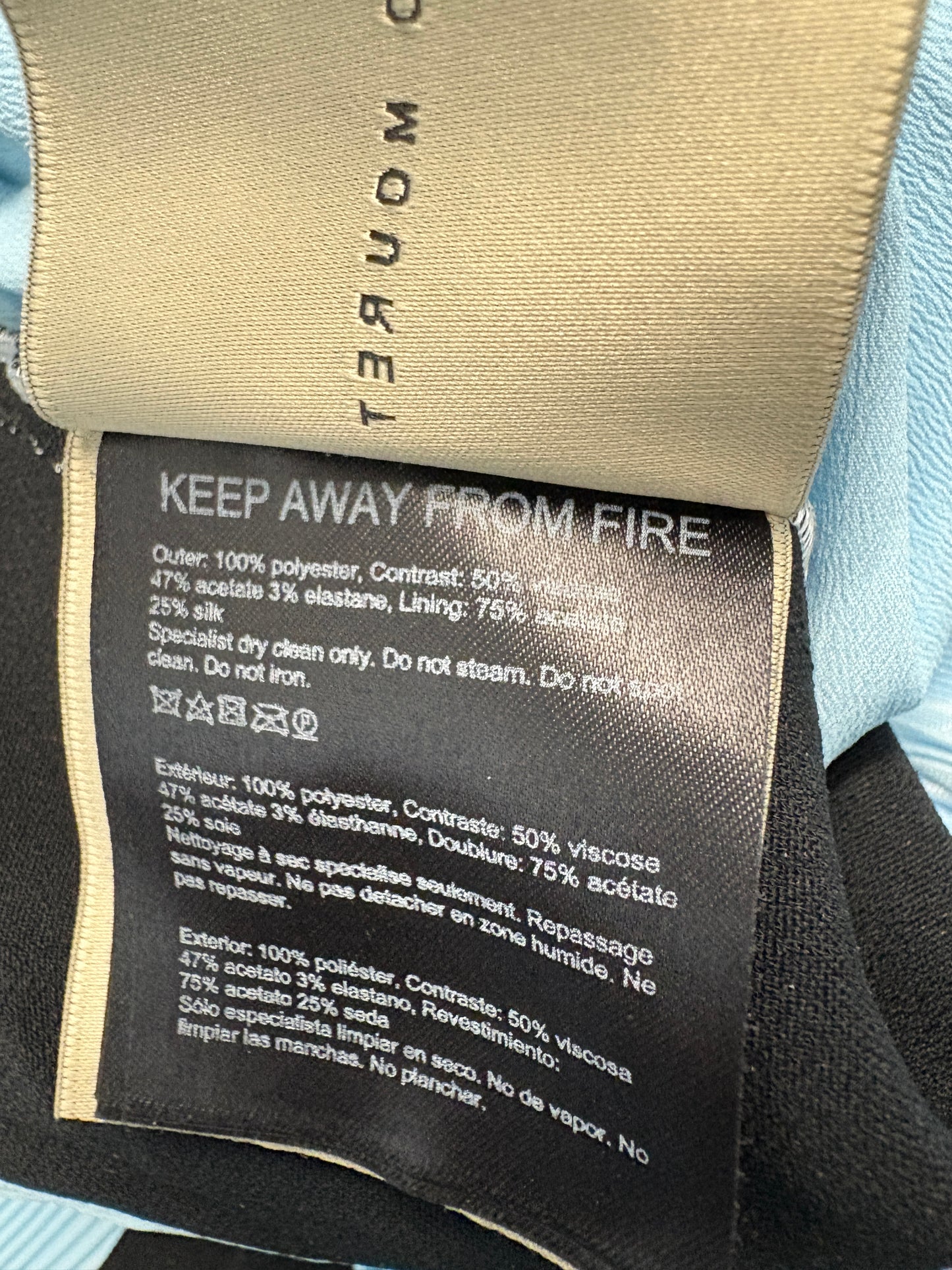 Roland Mouret Haven Blue Plisse Wide Leg Trousers