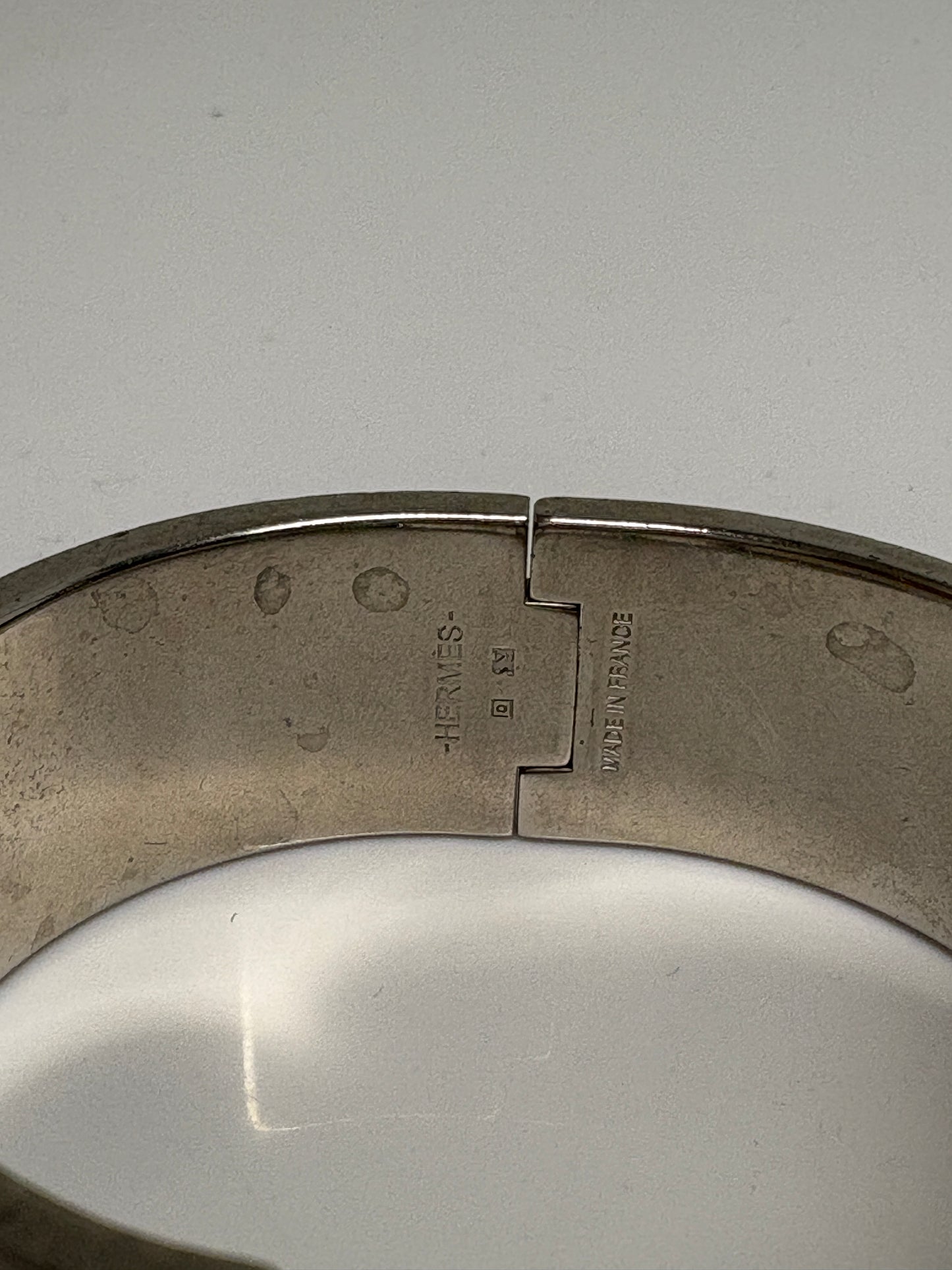 Hermes Clic H Pale Pink And Silver Bracelet