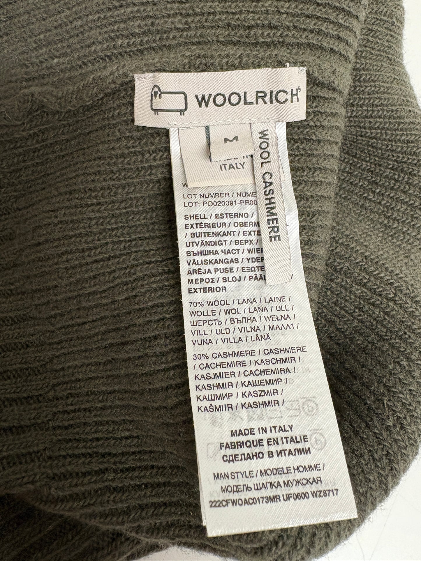 Woolrich Green Wool Cashmere Beanie Hat